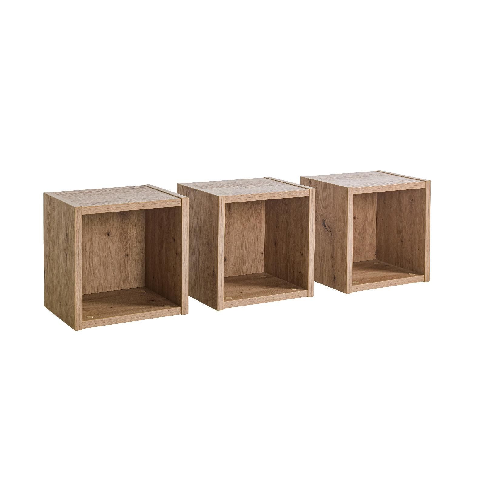Set da 3 cubi pensili componibili 35x35 cm legno rovere artisan - Skye