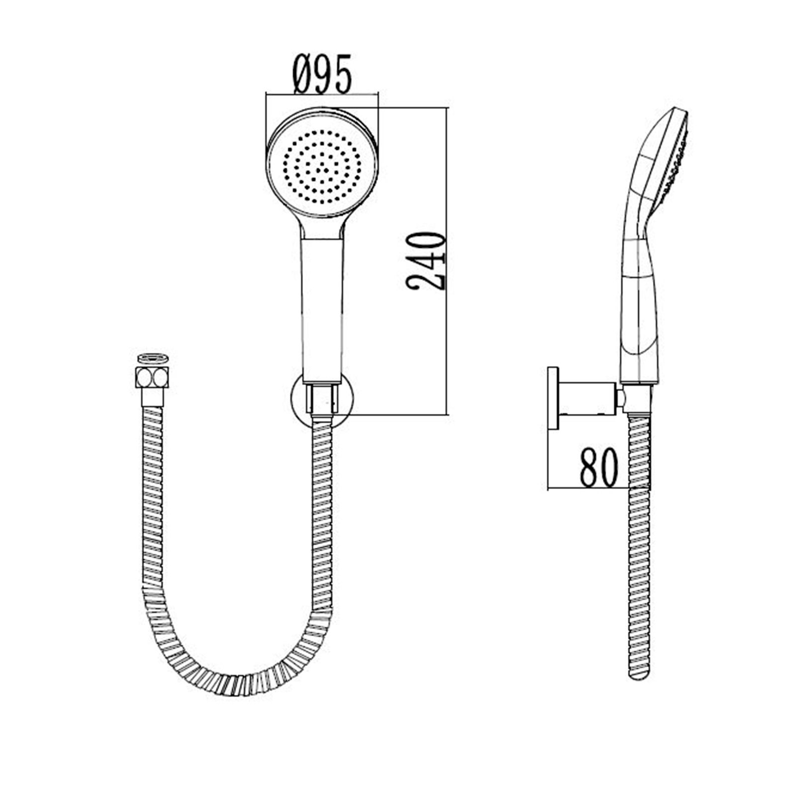 Set doccia con doccetta in finitura nera valvola standard 300 mm supporto a  muro - Corbeau