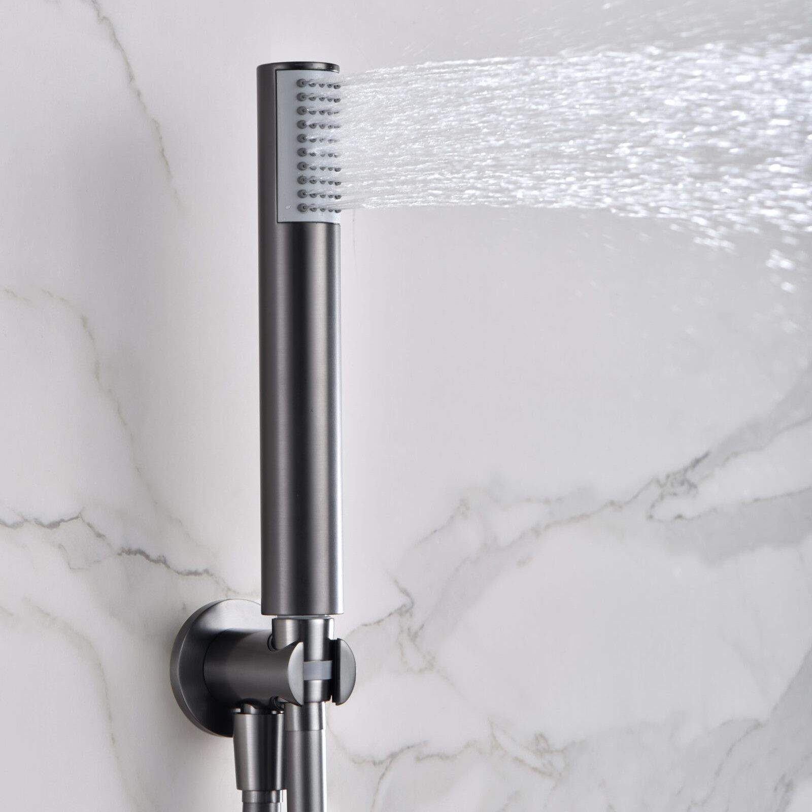 Set incasso doccia con soffione termostatico a parete in acciaio inox e  doccino nero satinato - Oasis