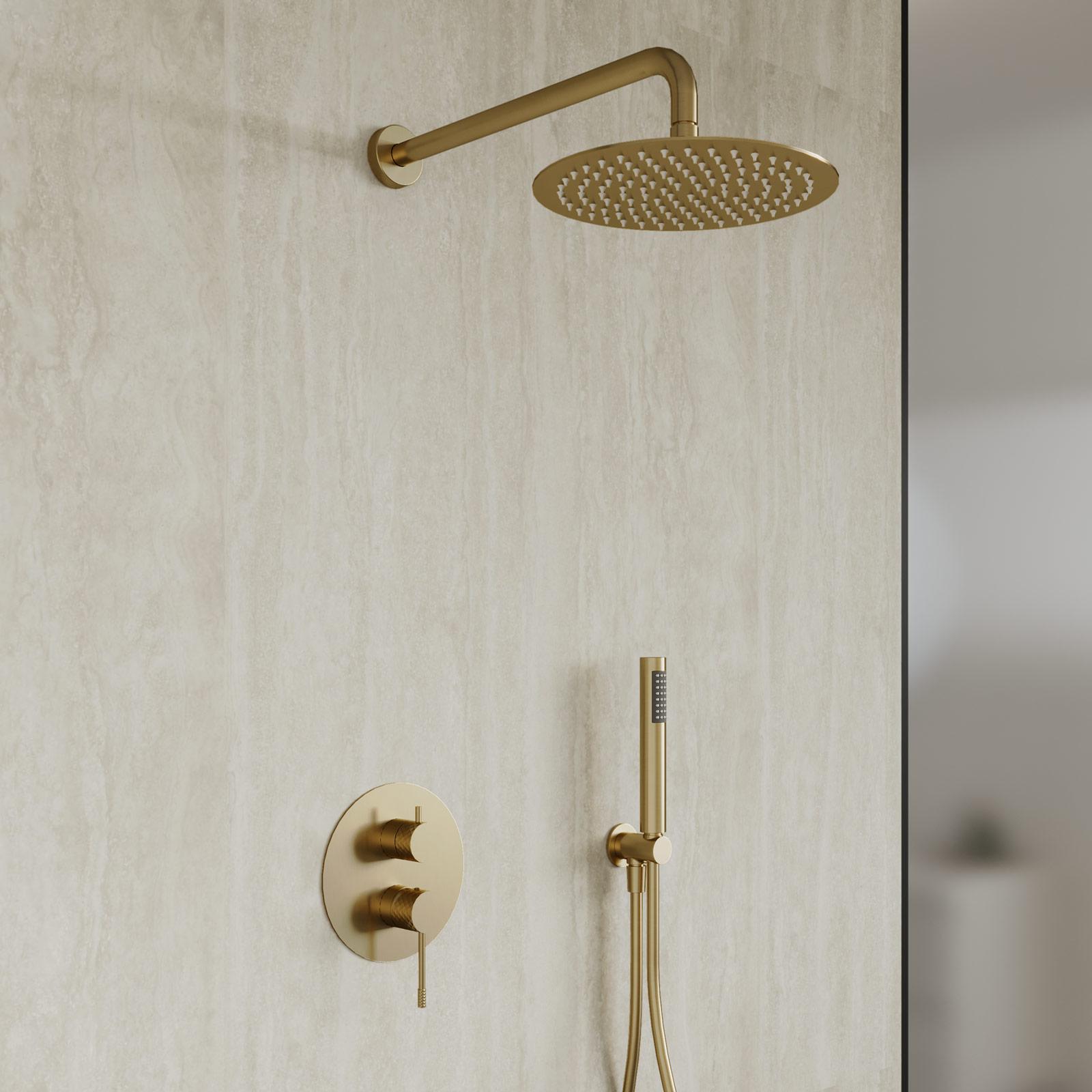 Soffione Doccia 40 cm Oro Acciaio Inox - Robusto e Facile da Montare