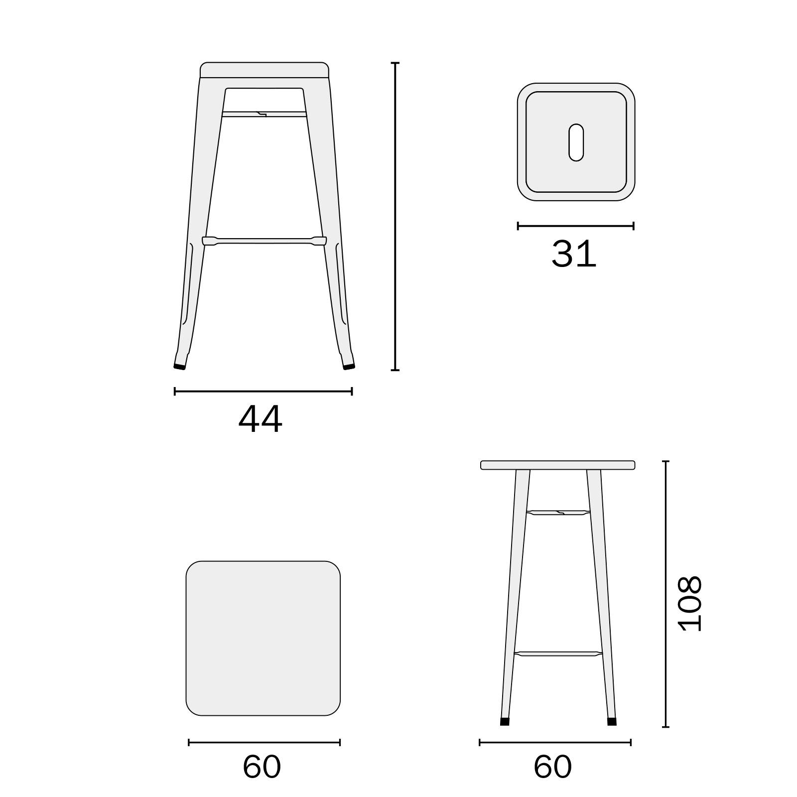 Catal Tavolo alto stile industriale per sgabelli bar cucina 120x60x106