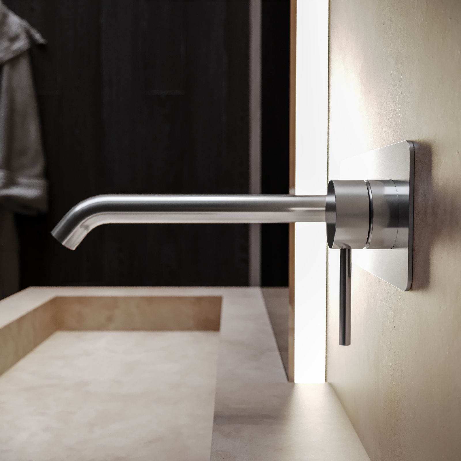 Set miscelatore lavabo a muro canna 20 cm con piastra e bidet con incasso  doccia cromo – Acq+1