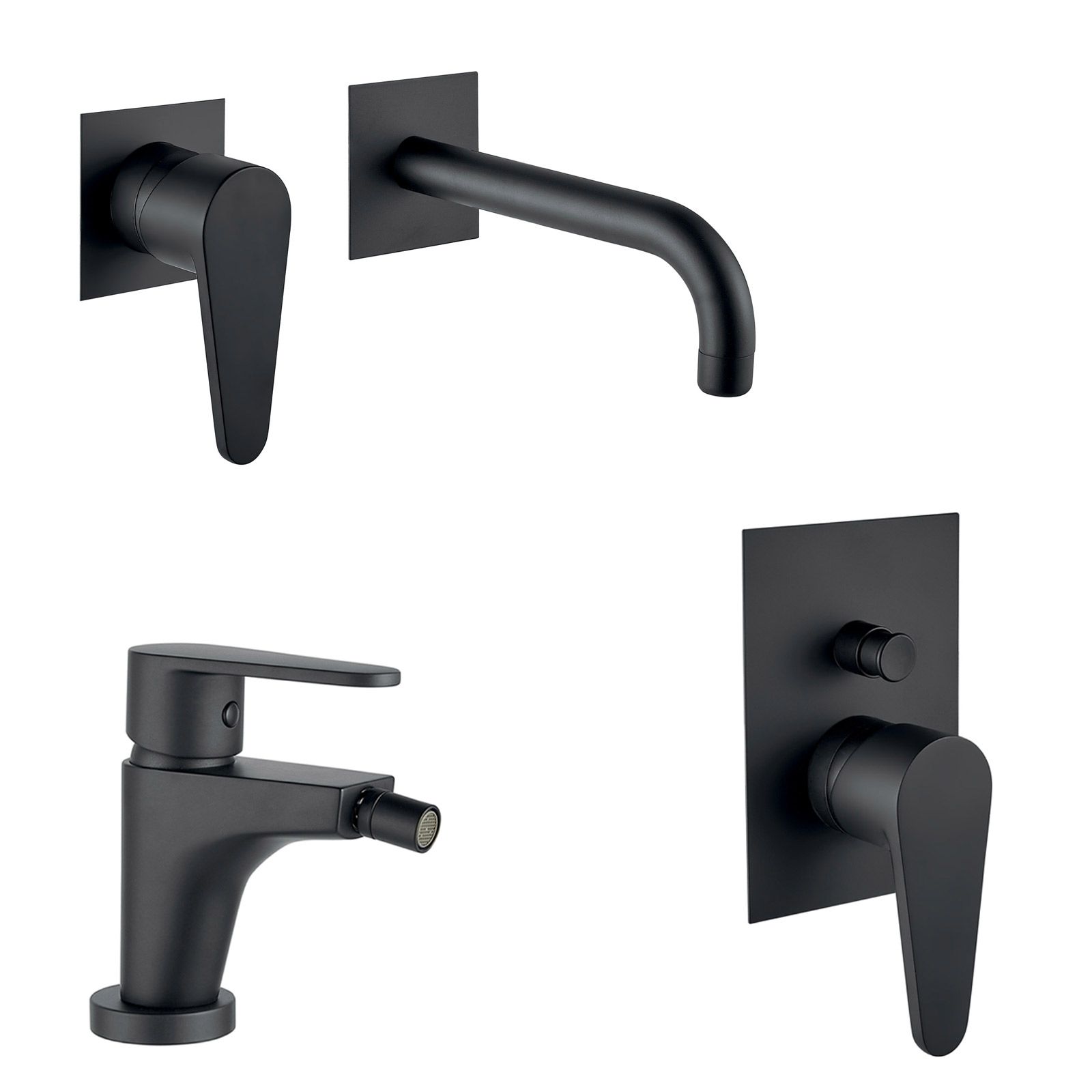 Set miscelatore lavabo alto e bidet con incasso doccia 2 vie nero opaco -  Kevon di Fiore