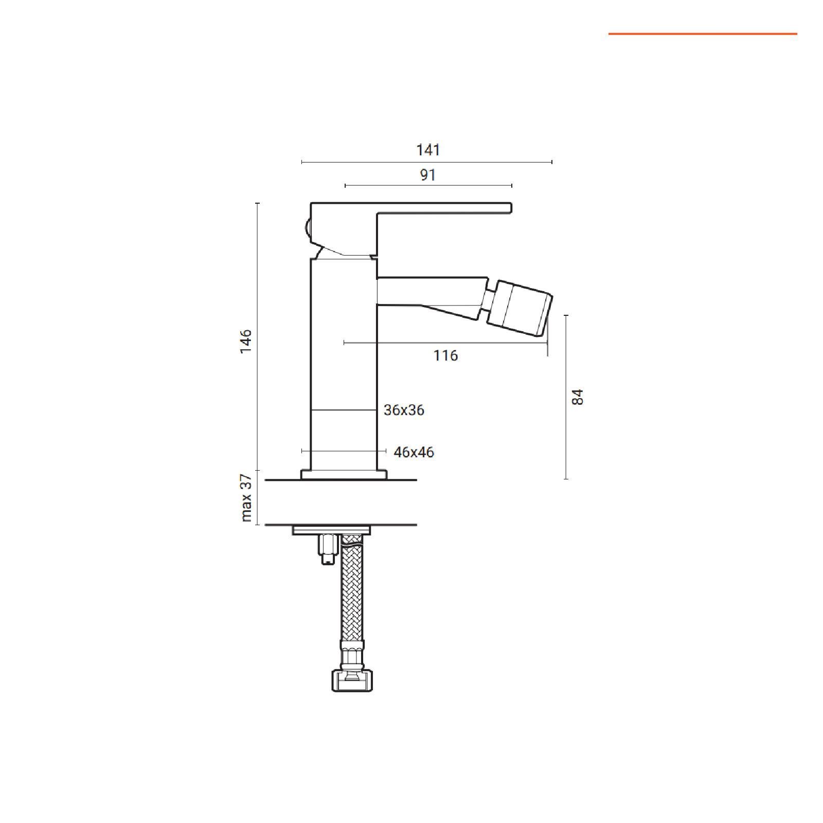 Set miscelatori lavabo e bidet con esterno vasca in ottone cromato - Prisma