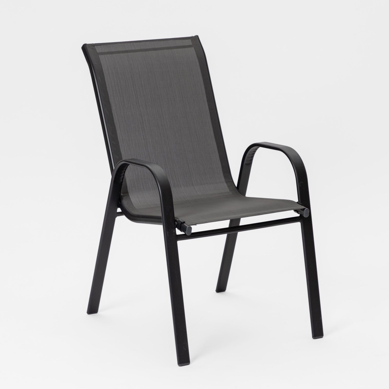 Set pranzo tavolo 150x90 cm e 4 sedie con braccioli in acciaio e textilene  antracite - Ninfa