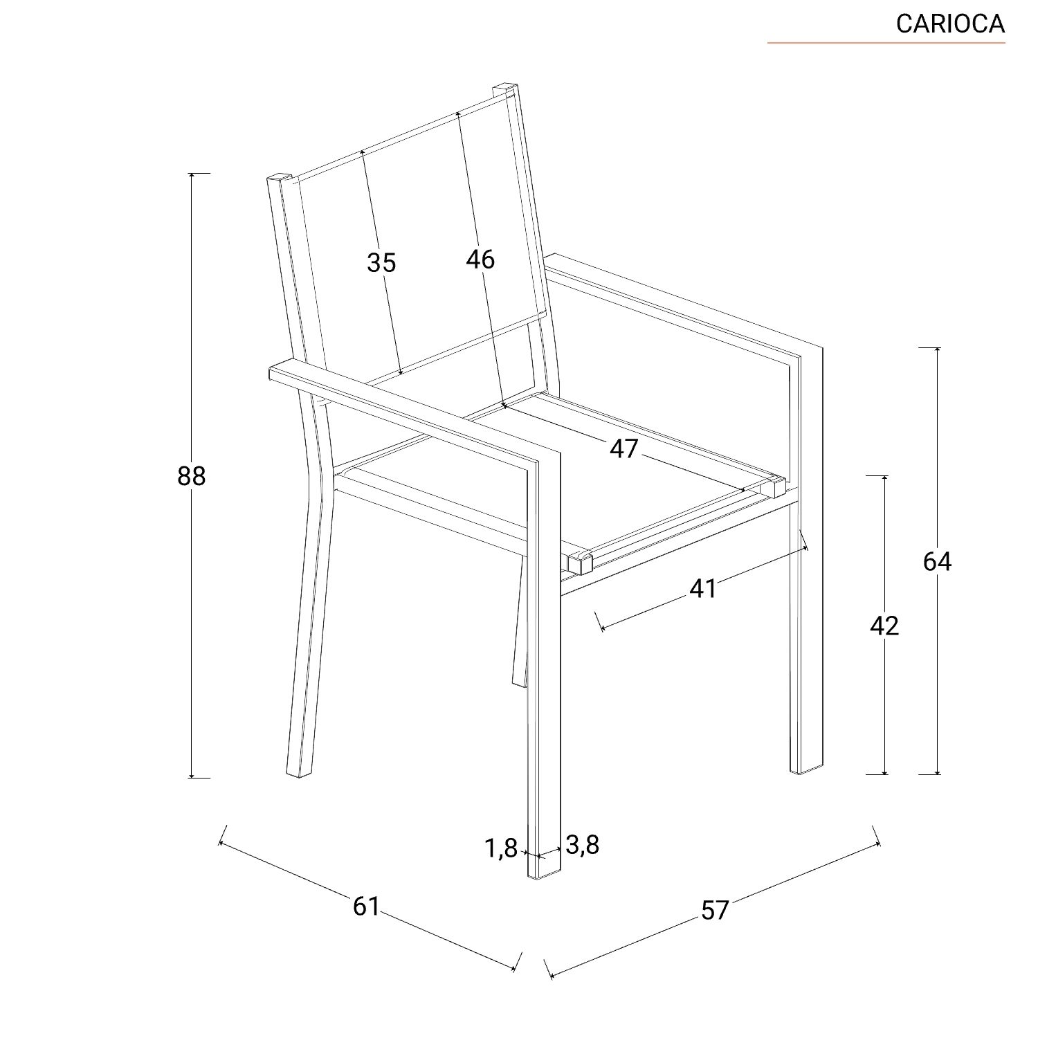 Set pranzo tavolo 180/240x100 cm e 4 sedie con braccioli in alluminio e  textilene bianco - Carioca