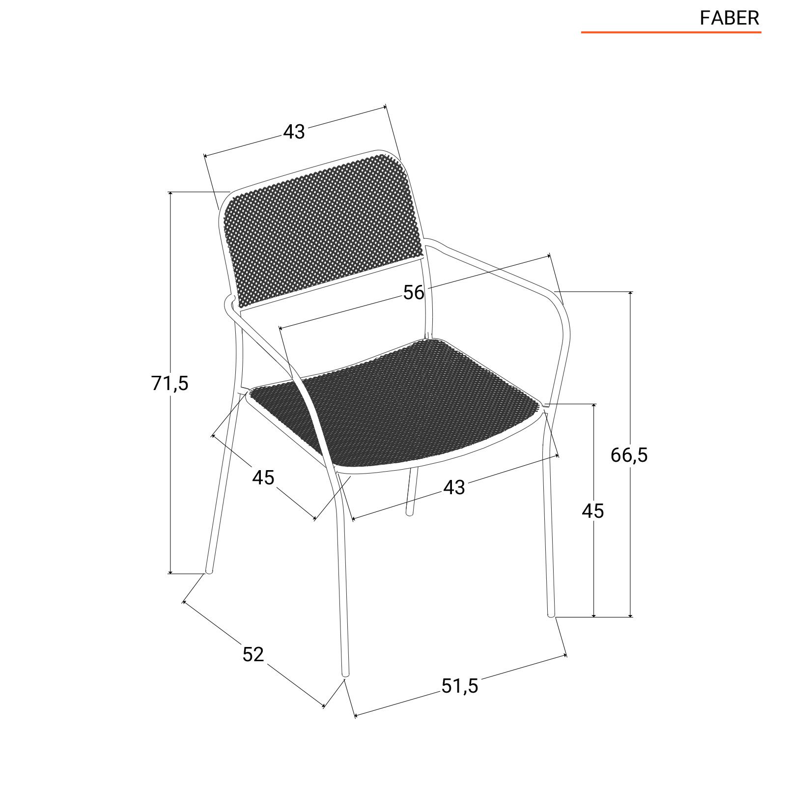 Set bistrot tavolo pieghevole 60x60 cm e 2 sedie con braccioli in acciaio  nero - Faber