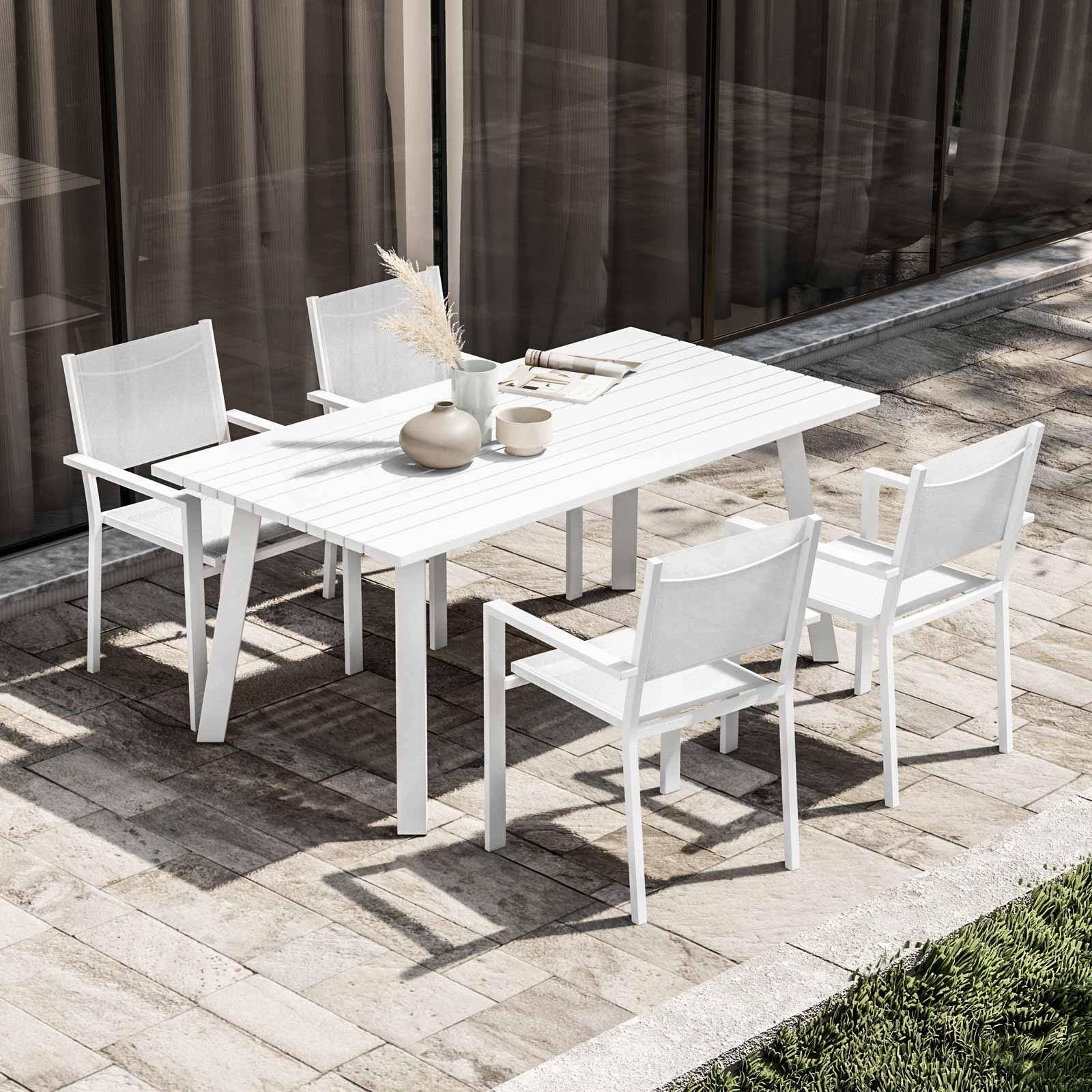 Set pranzo con 4 sedie bianco e grigio chiaro - Morello
