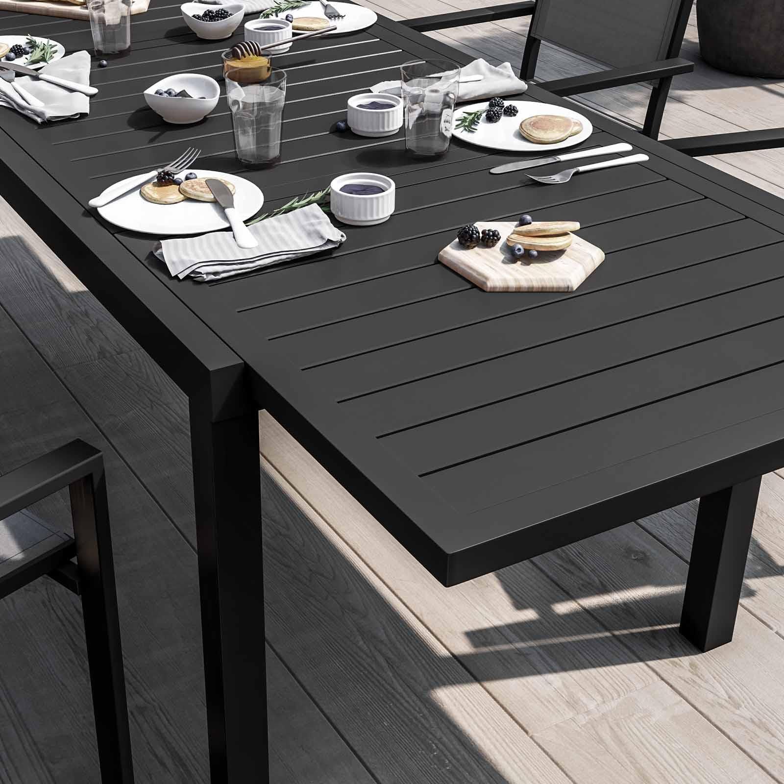 Set pranzo tavolo 90x90 cm e 4 sedie con braccioli in alluminio e textilene  antracite - Carioca