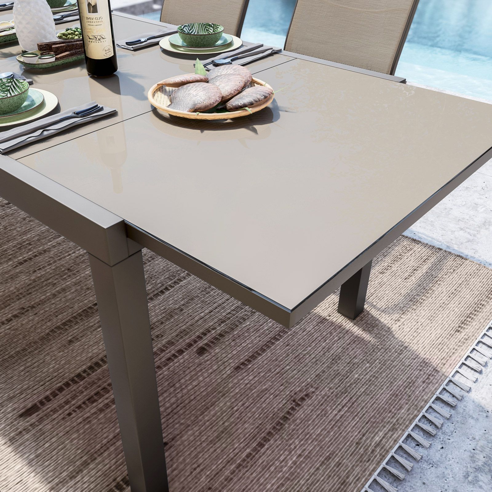 Tavolo da pranzo rettangolare moderno 180 cm base Gucci con specchio e  intarsio di diamanti schiacciati