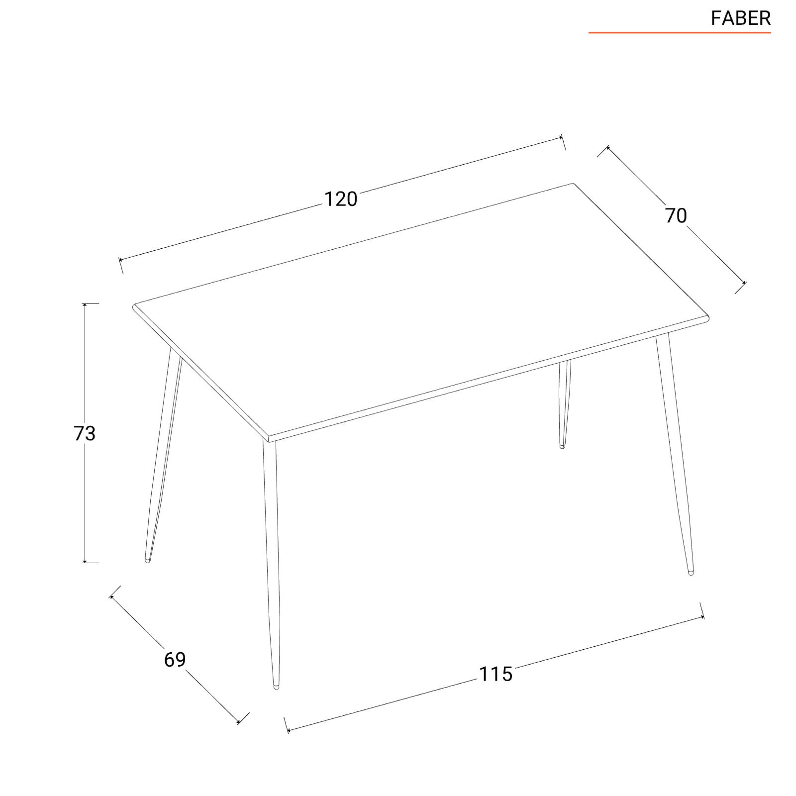 Set pranzo tavolo 70x120 cm e 4 sedie in acciaio tortora - Faber