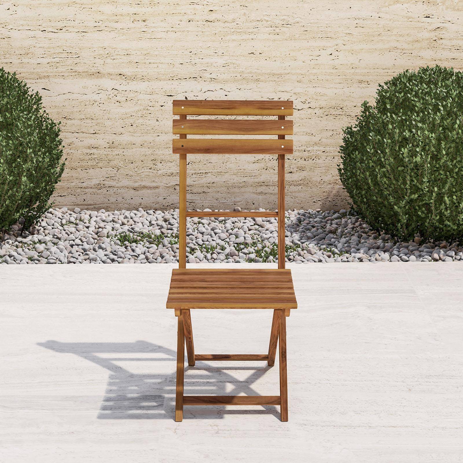 Set bistrot tavolo 70x70 cm e 2 sedie pieghevoli in legno acacia - Paja