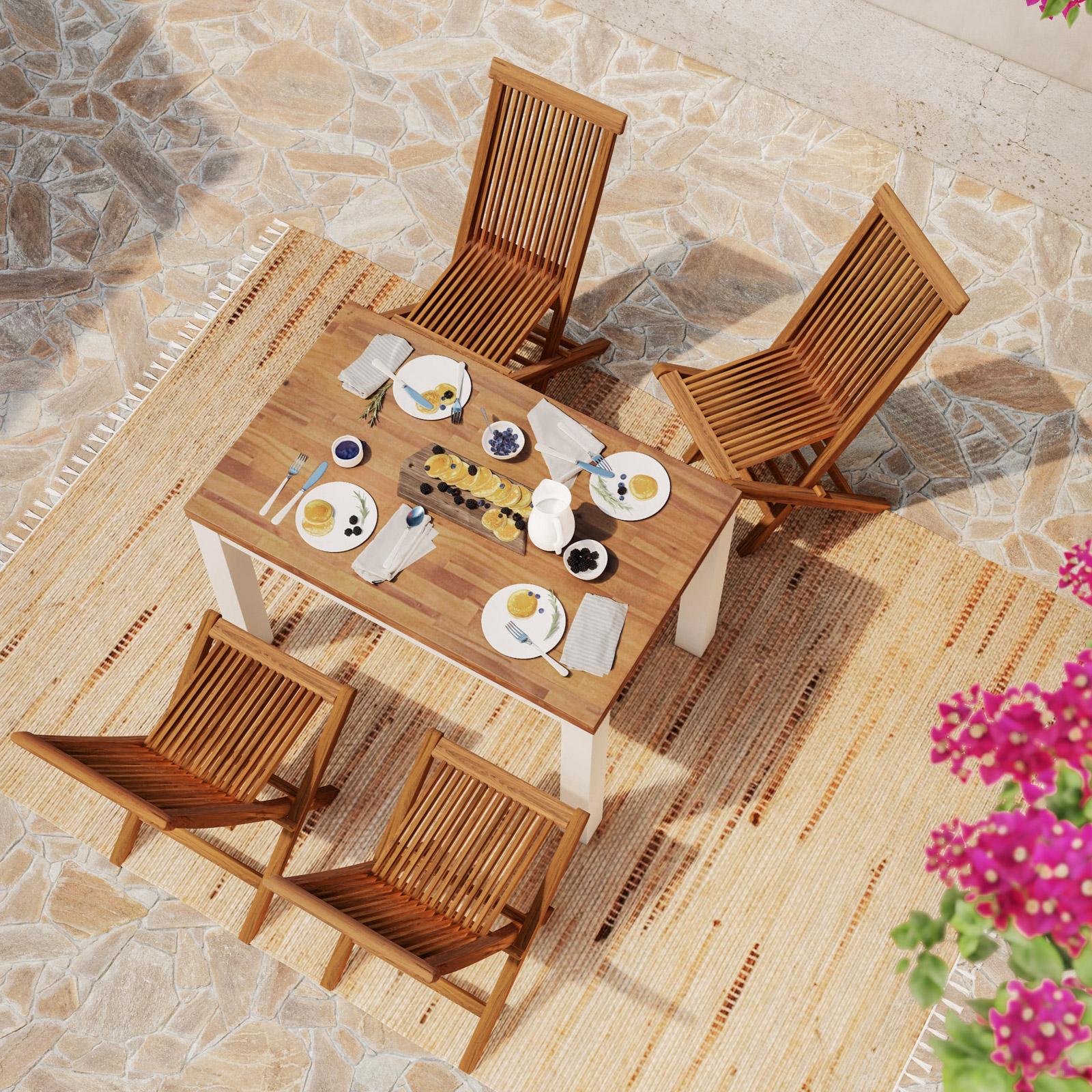 Set Tavolo E Sedie Da Giardino Legno Pz Set Da Pranzo Per