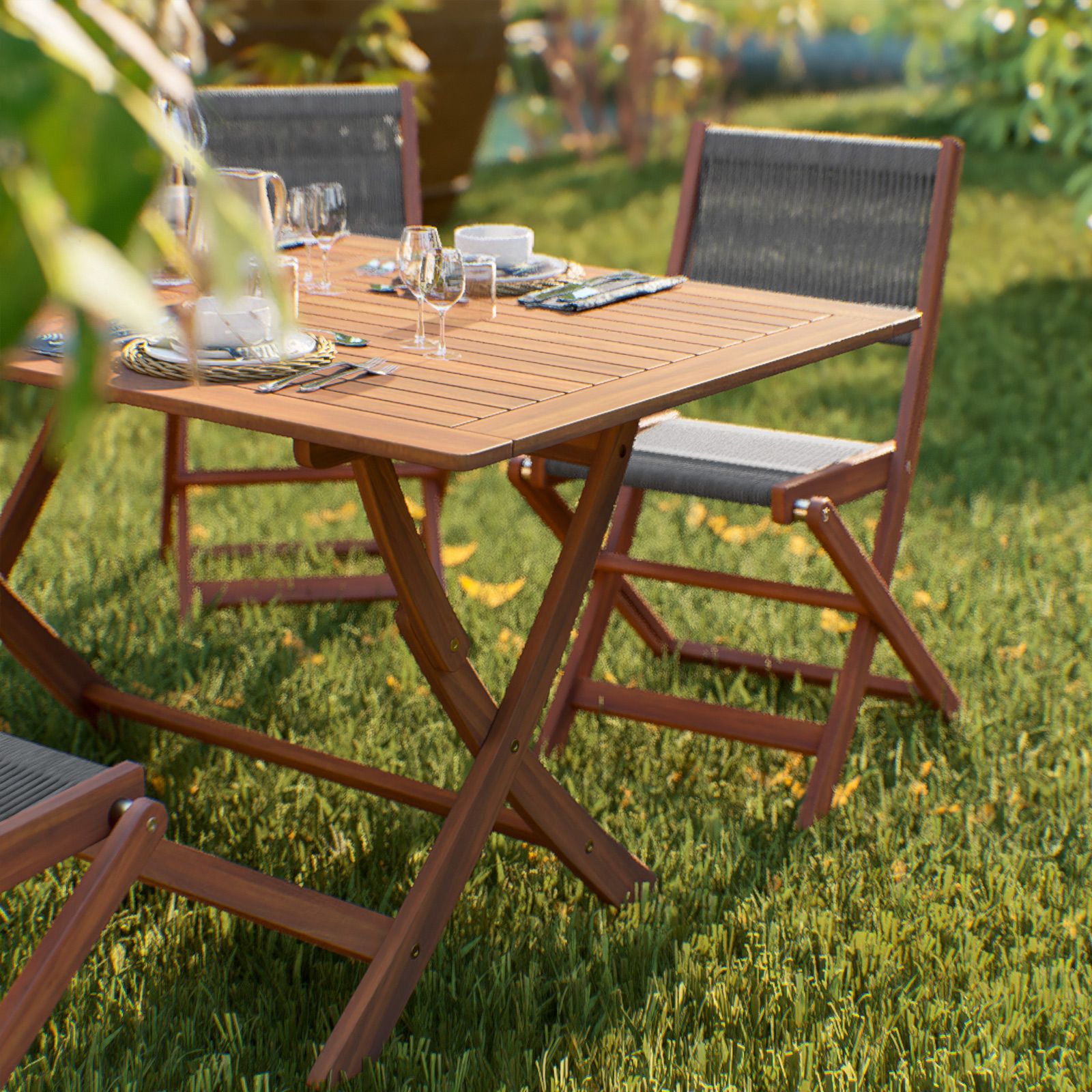 Sedie Pieghevoli Set Giardino Legno Pieghevole Set Pranzo Tavolo