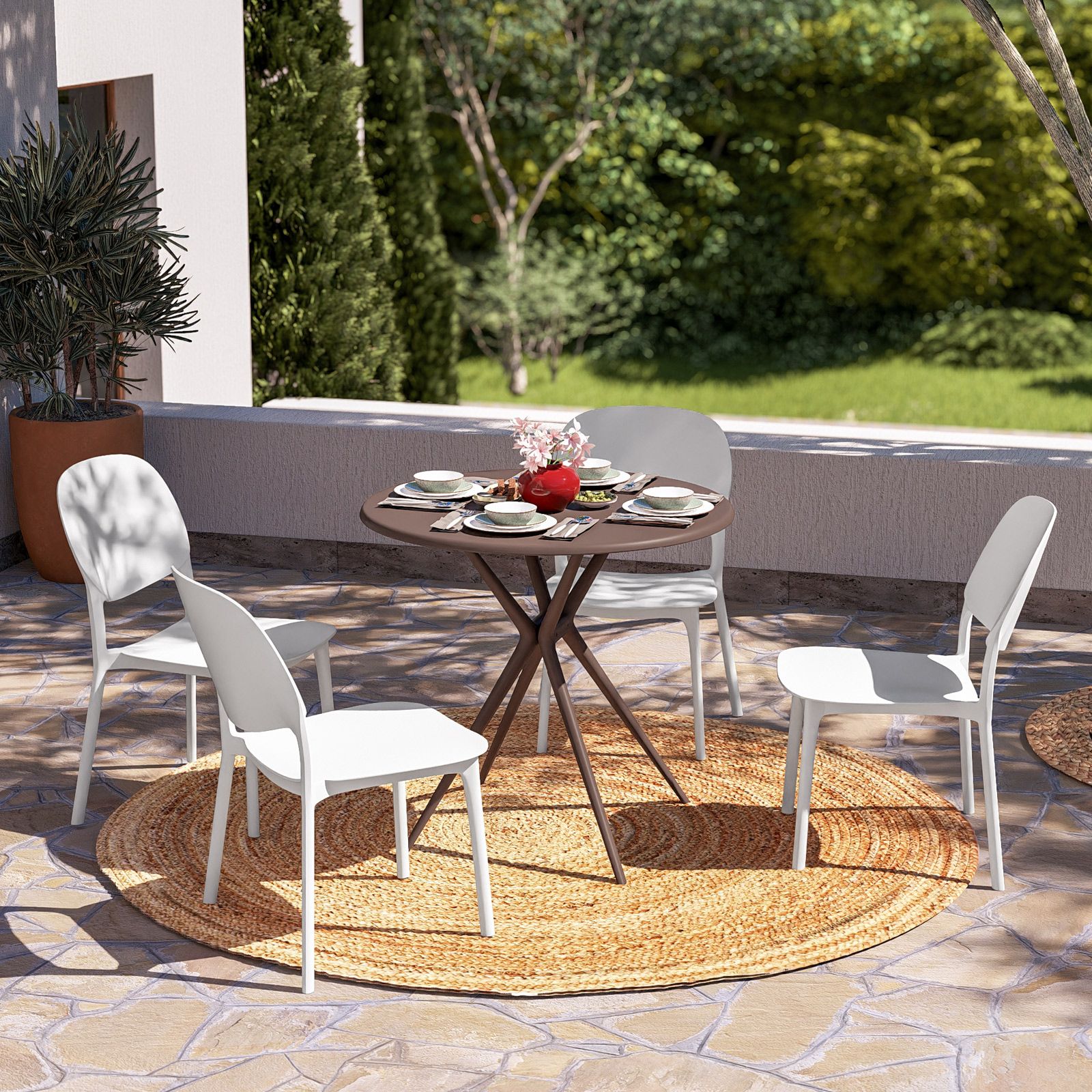 Tavolo Rotondo Tavolo E Due Sedie Da Balcone Tavolo Rotondo Set Di