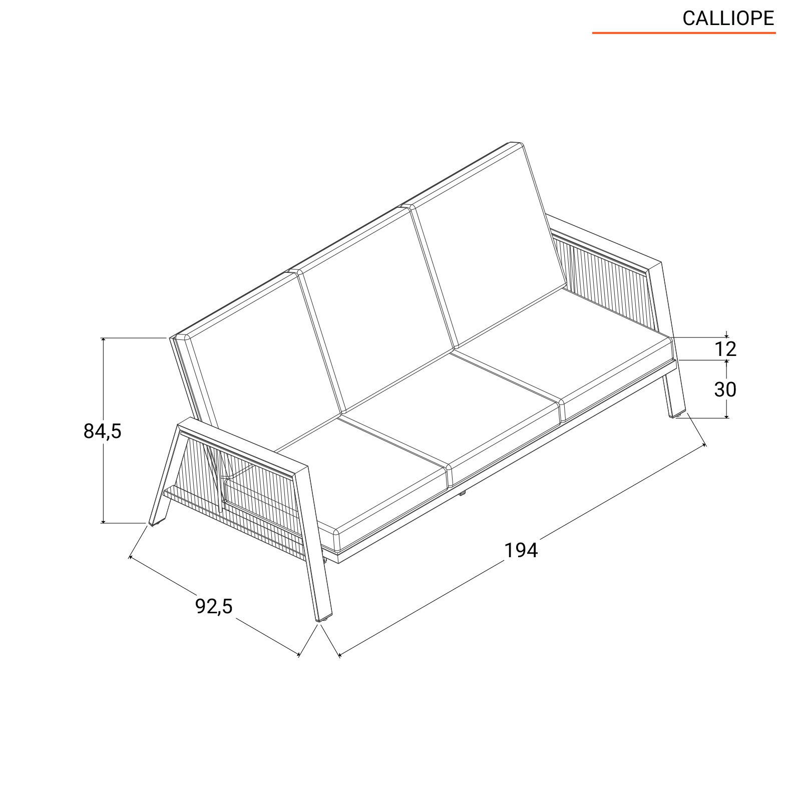 Set relax 5 posti in alluminio antracite con cuscini e tavolino - Calliope