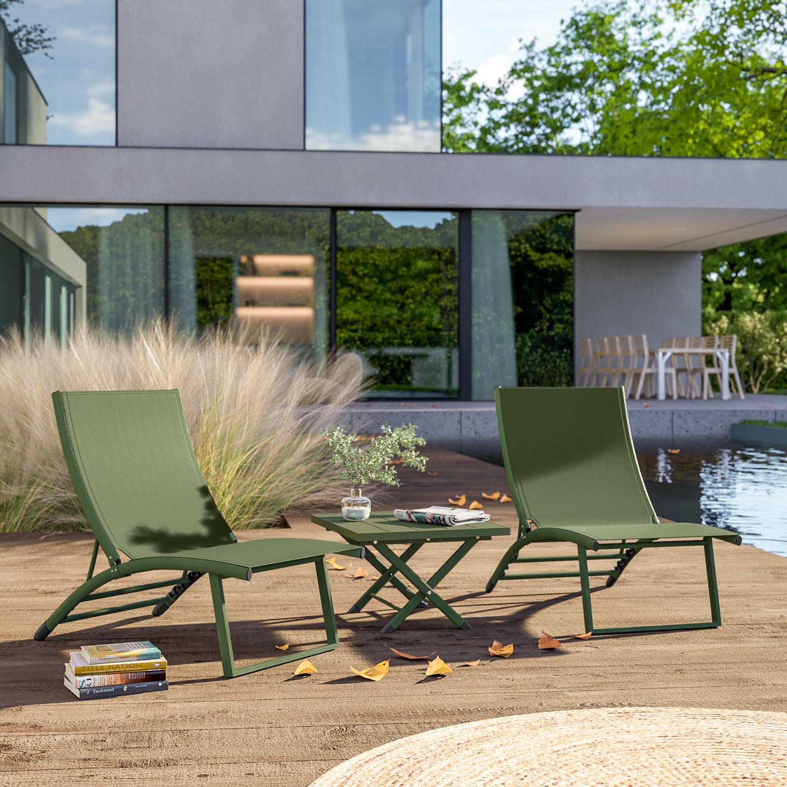 Set 3 Pezzi Giardino Con 2 Sedie A Dondolo E Tavolino Vetro - Ideale Per Balcone, Patio O Cortile - Foto 9