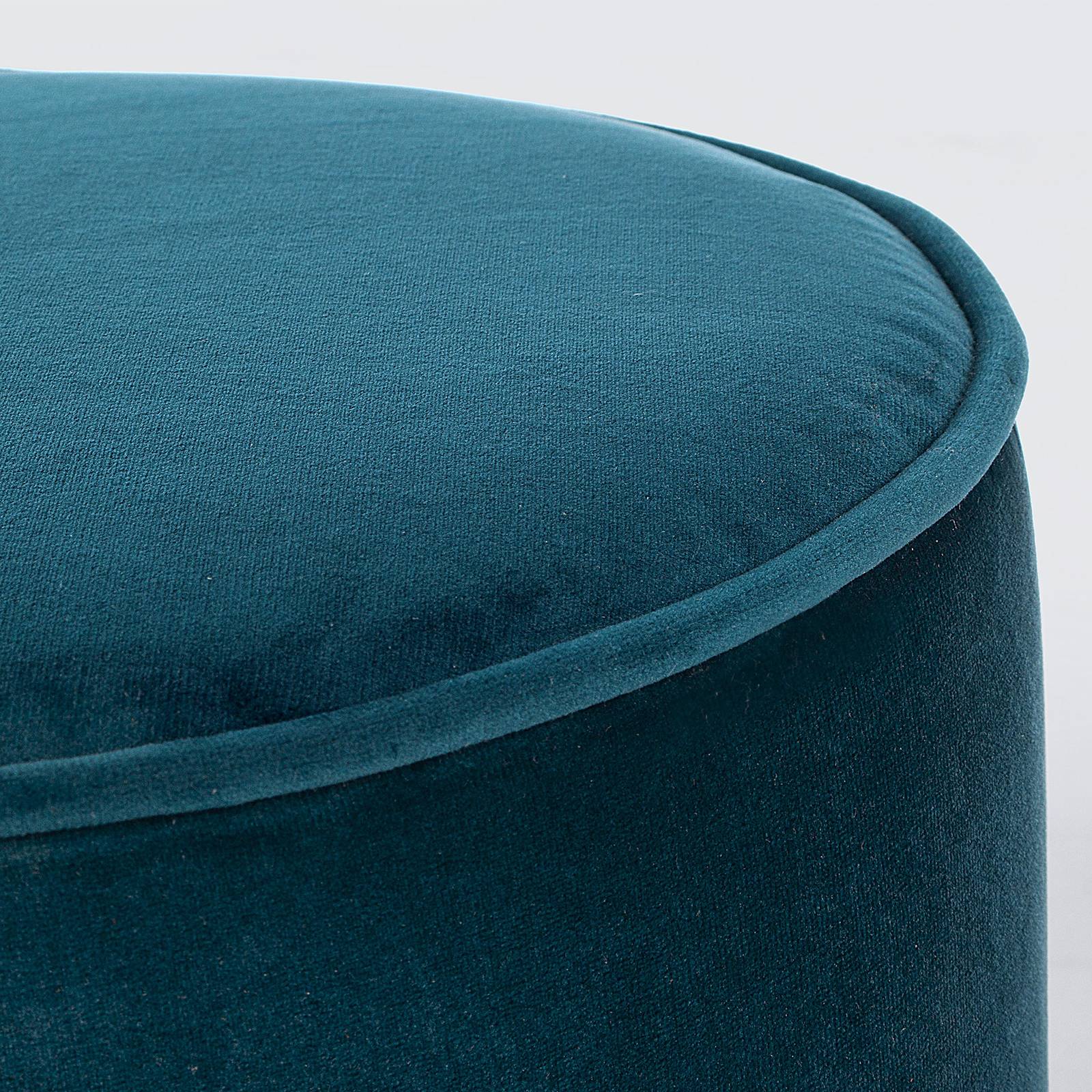 Set tavolino con pouf blu pavone in velluto salvaspazio - Tiko