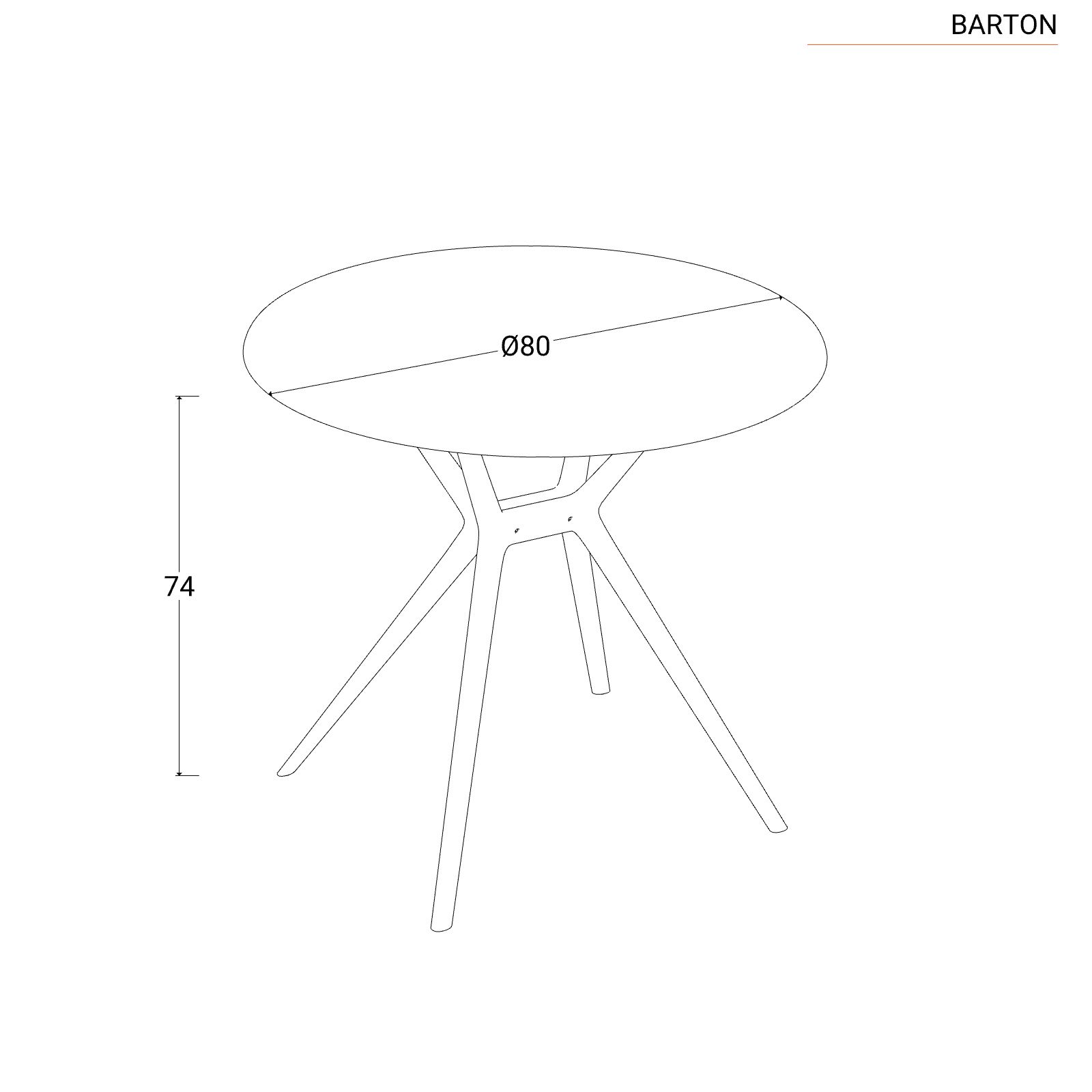 Set tavolo da esterno 80 cm con 4 sedie bianche - Barton