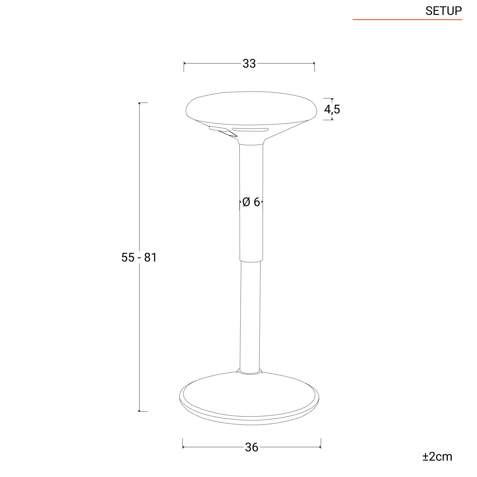 Sgabello alto in tessuto nero regolabile in altezza con due pulsanti - Setup