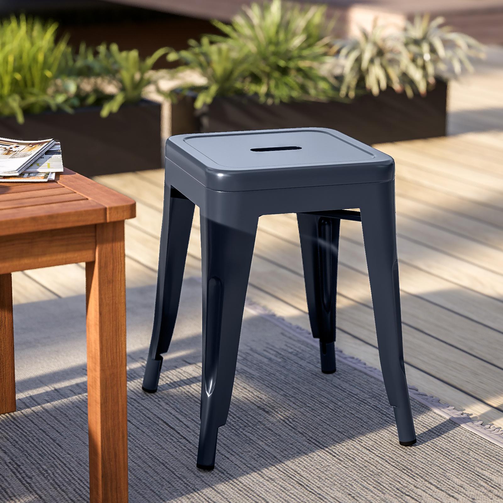Hillsdale Sgabello Da Bar Girevole Fairfox: Design A Reticolo In Legno Blu Spazzolato