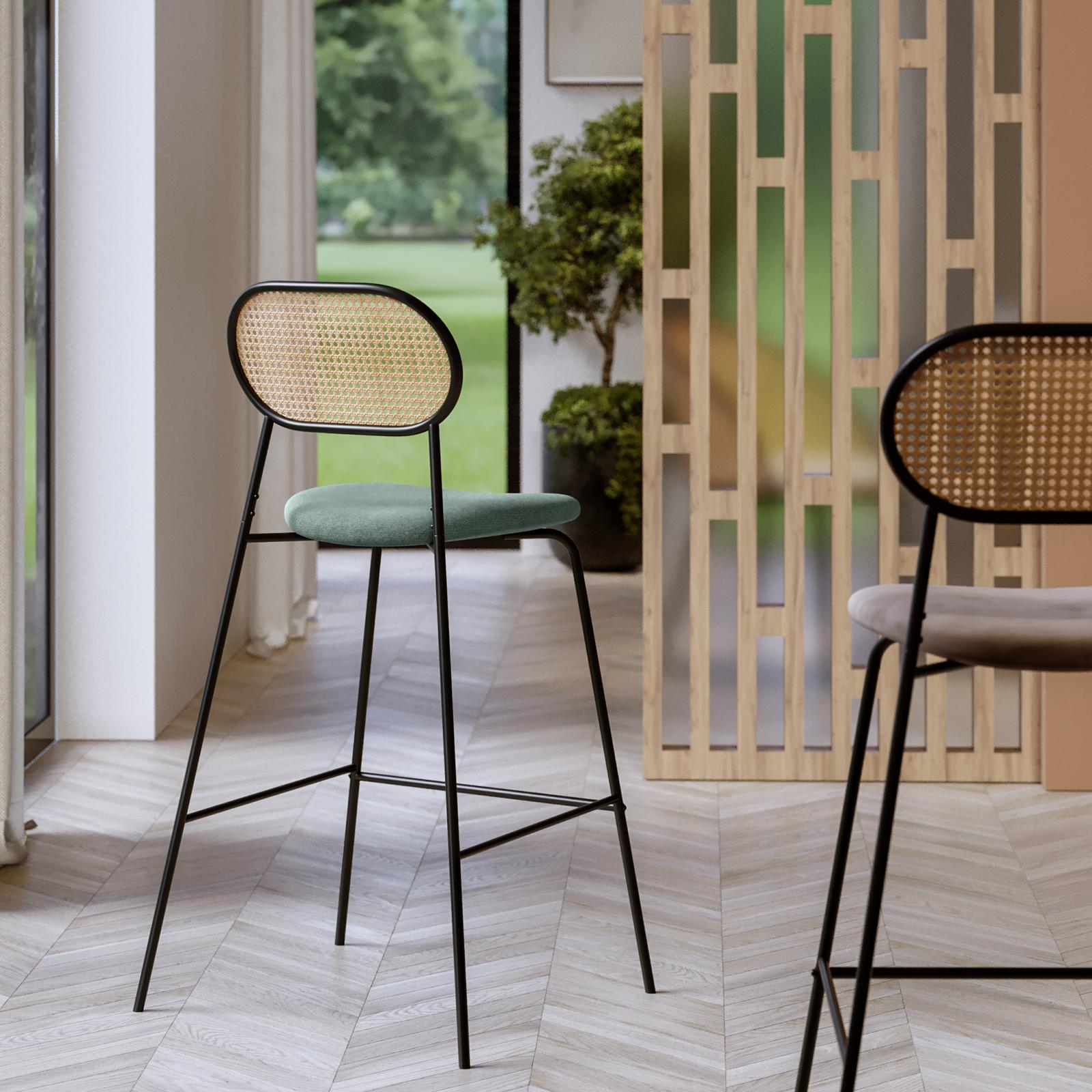 Sgabello da Bar Pieghevole in bambù, Sedia da bancone da Cucina con Schienale e poggiapiedi, Sgabello Alto Vintage per Sala da Pranzo, Balcone, Aspetto Rattan (Size : Counter 69cm/27in