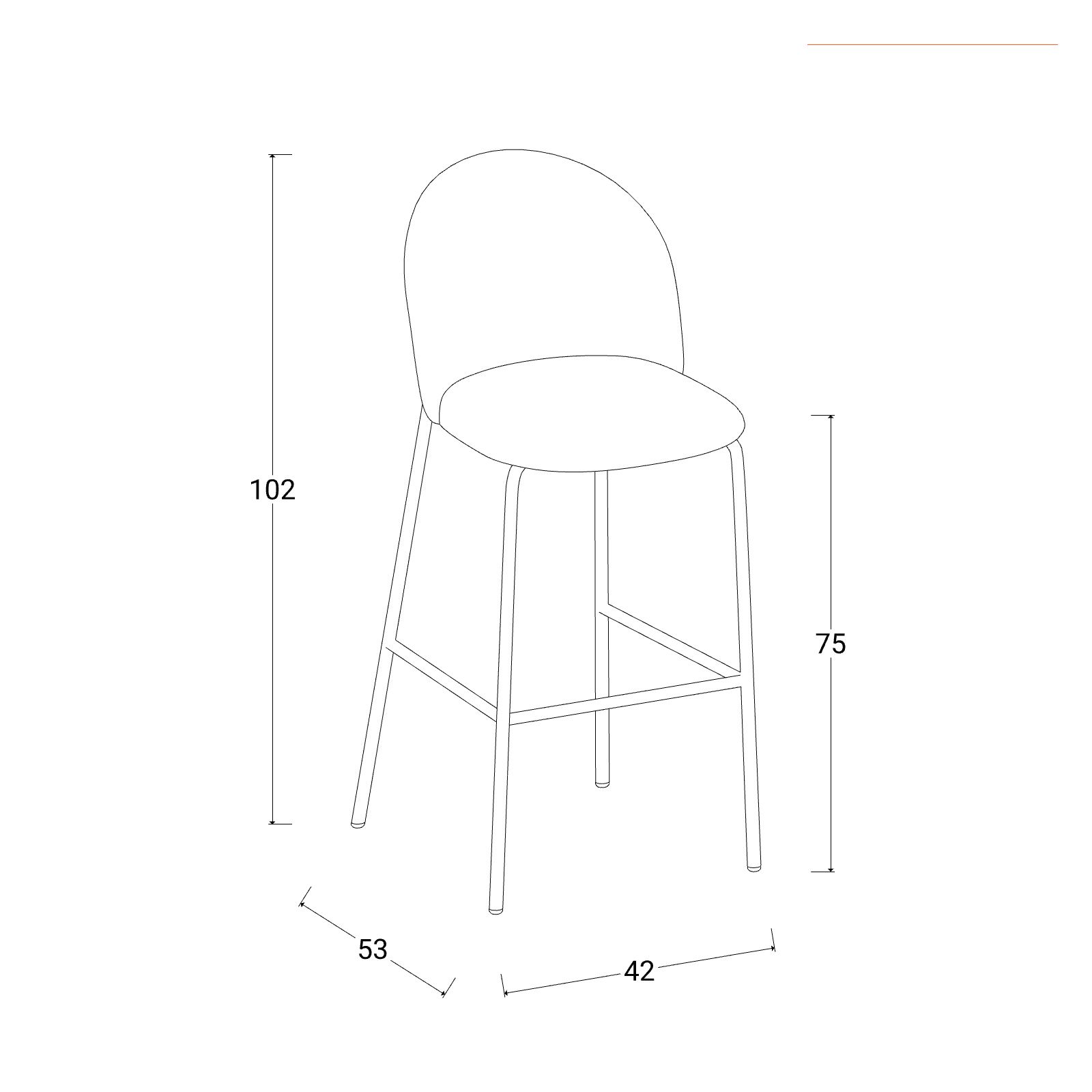 Sgabello in velluto grigio chiaro con gambe nere - Wilmer