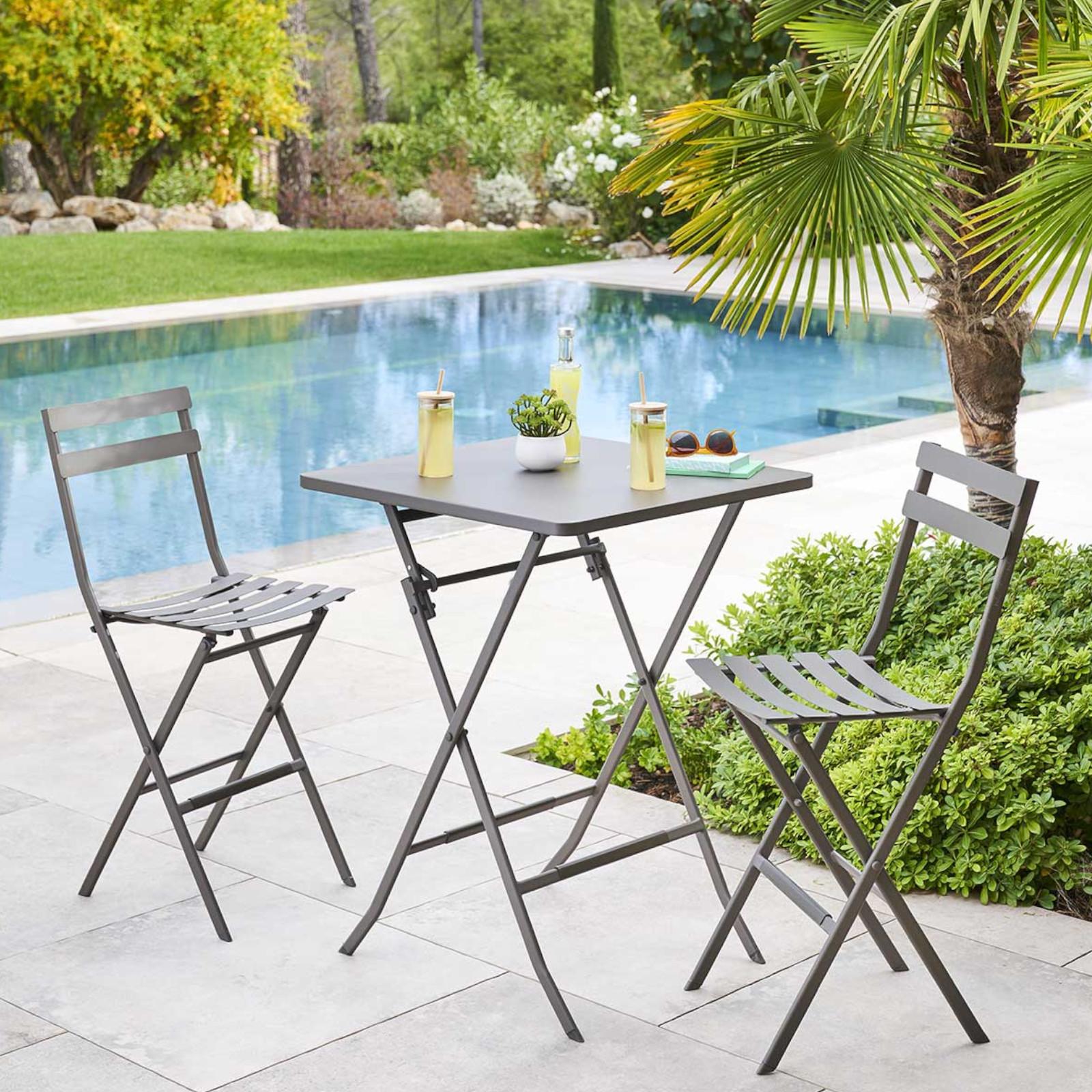 Sgabelli Pieghevoli Sgabello Pieghevole H&H Grigio/Nero Compatto