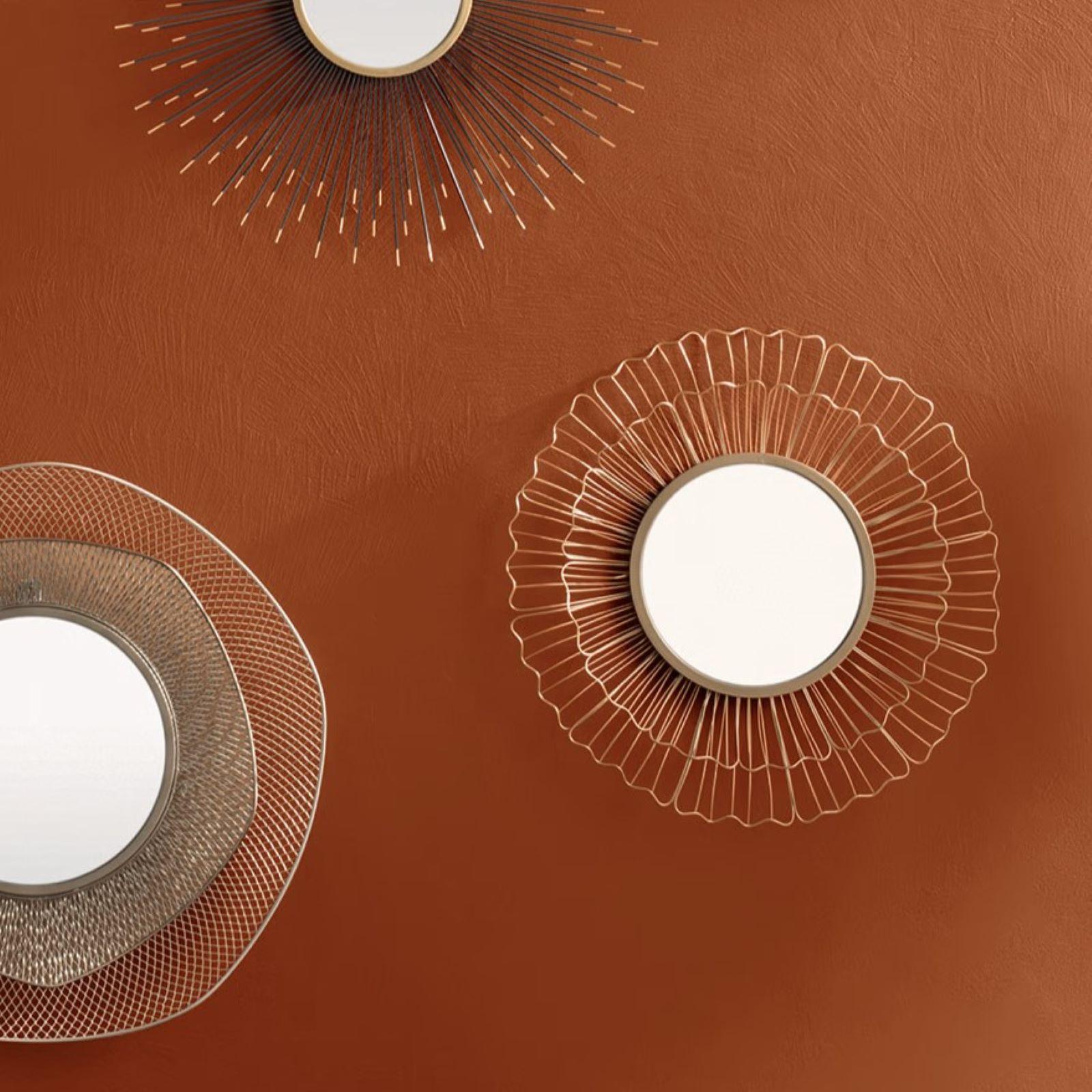 Relaxdays Set Di 3 Specchi Decorativi A Forma Di Fiore: Da Parete, Cornice In Plastica Nero E Oro, Diametro 25 Cm, Per Soggiorno E Ingresso.