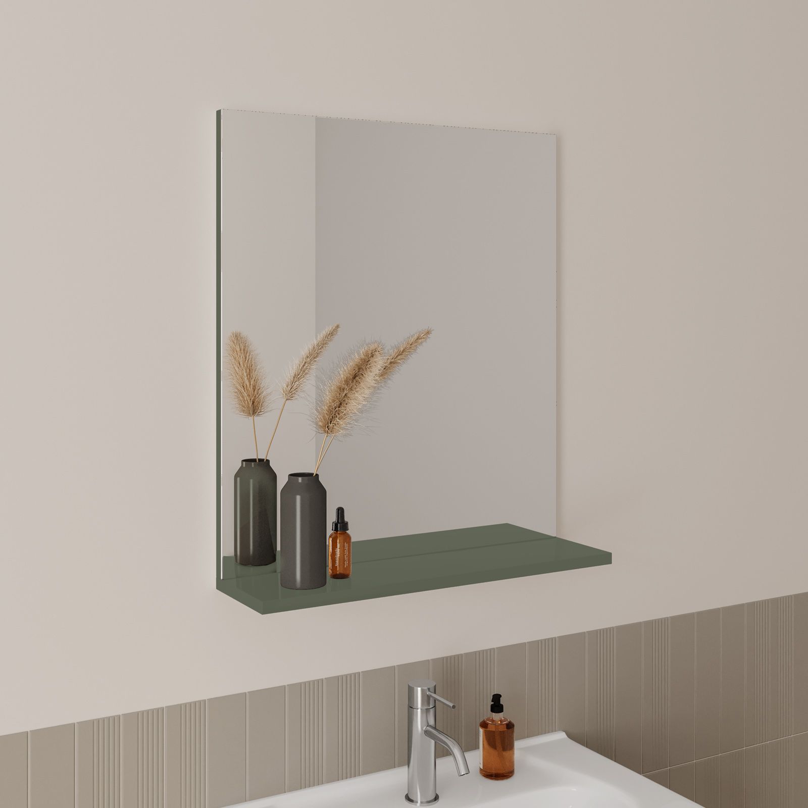 Nova Deco Specchiera Bagno con Mensole e Armadietto con Anta