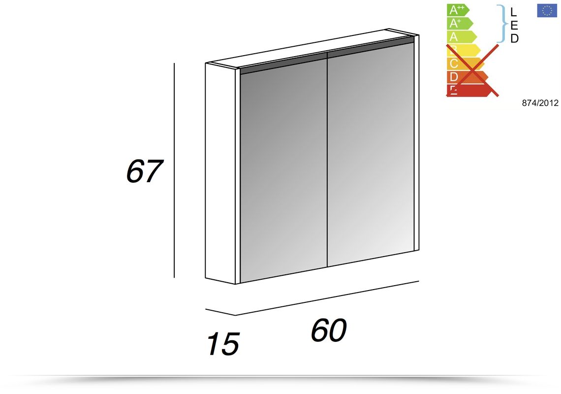 Specchio led 60x15x67 cm contenitore luce fredda con due ante in vetro e  interruttore