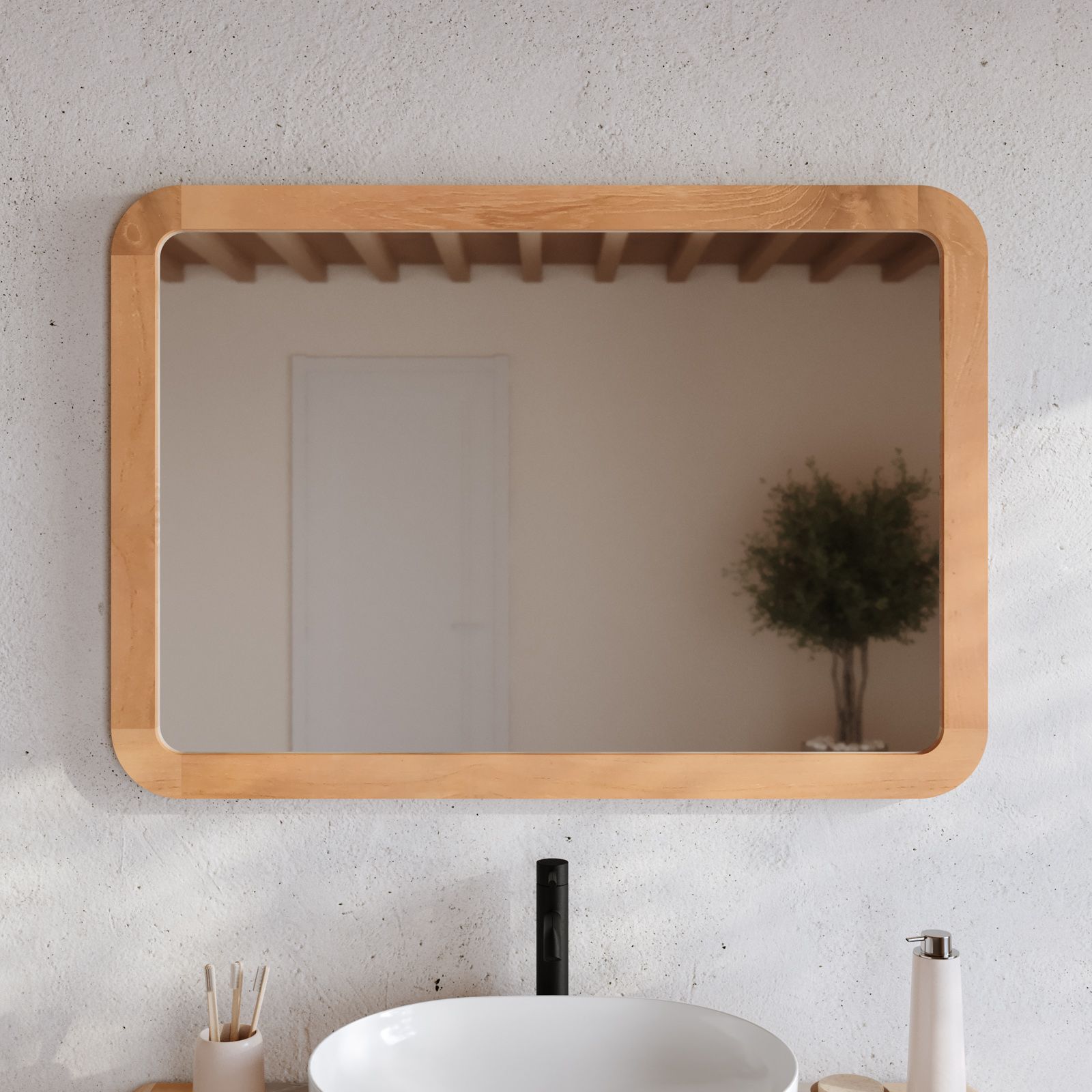 BILLE 100x70 cm in legno di teak specchio con mensola