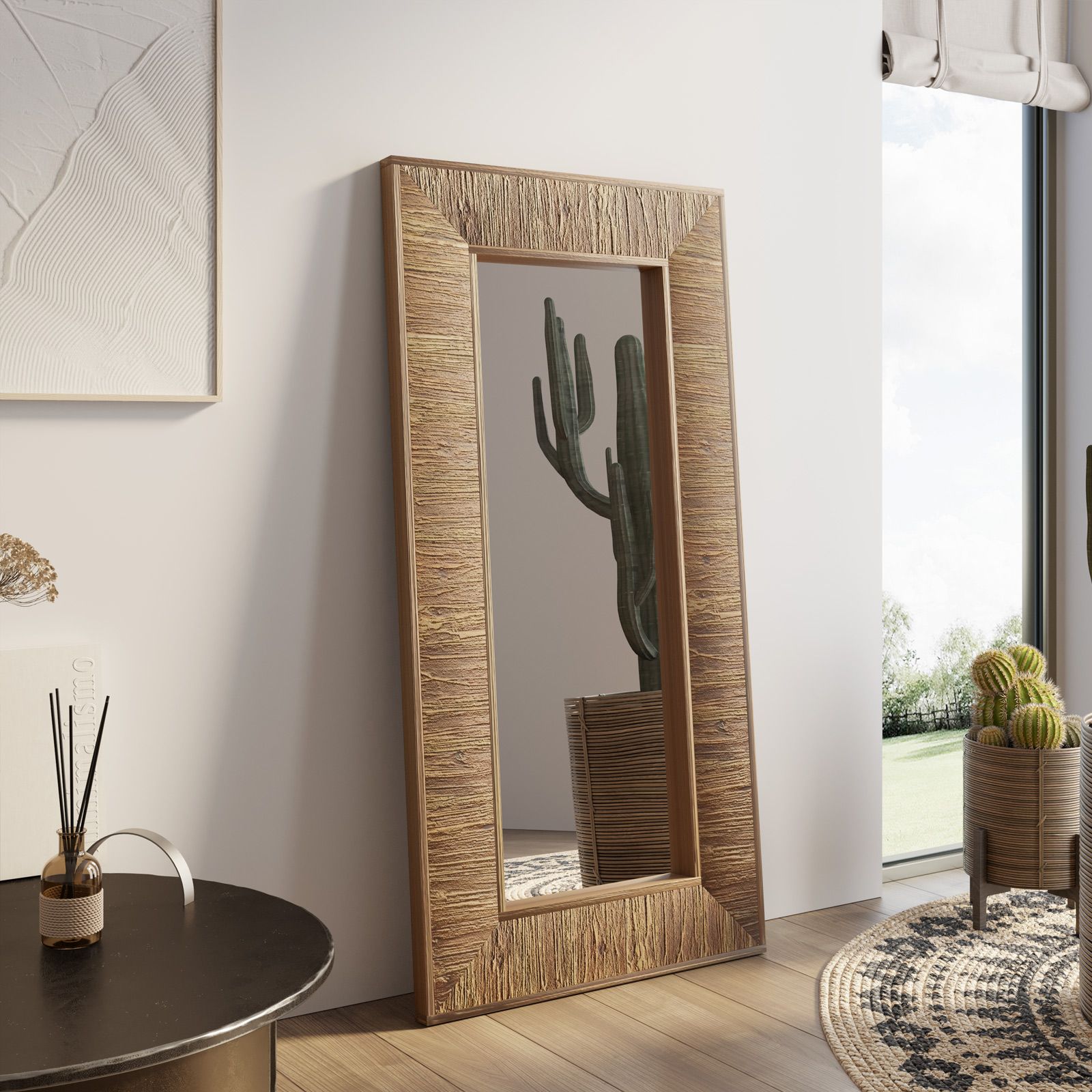 Specchio da parete ovale verticale con legno Toulipier