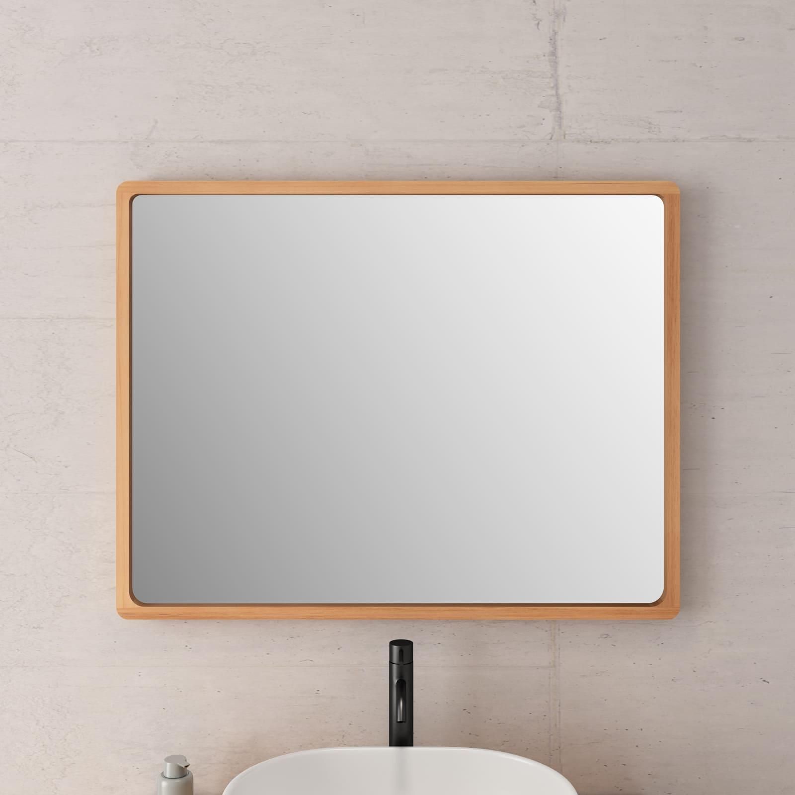 Specchio 90x70 cm con cornice in legno di teak