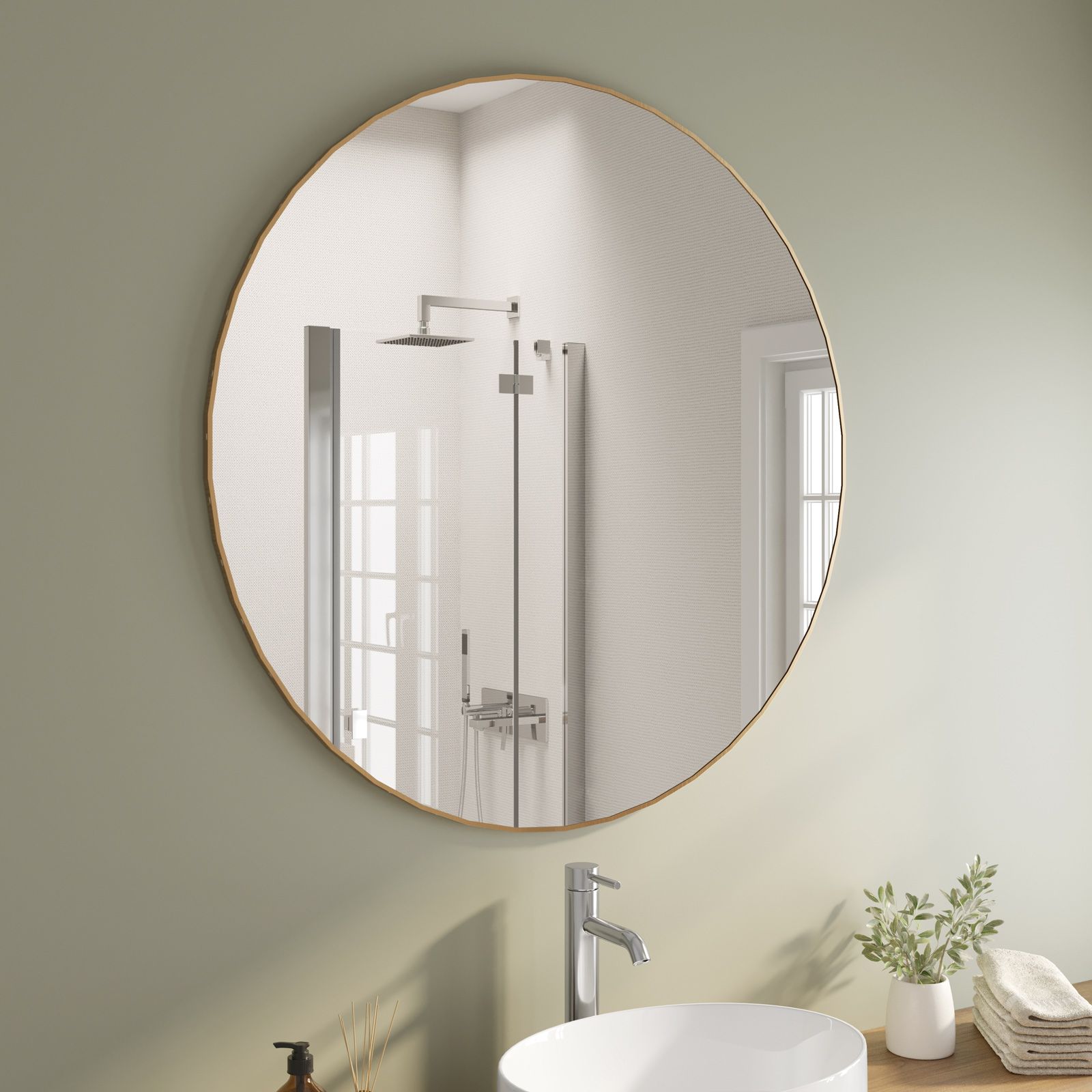 Specchio Bagno Camera En.casa Specchio Da Parete 90x60 Cm - Cornice MDF Nero Con Design Arcuato Specchio Cornice Nera 90x60