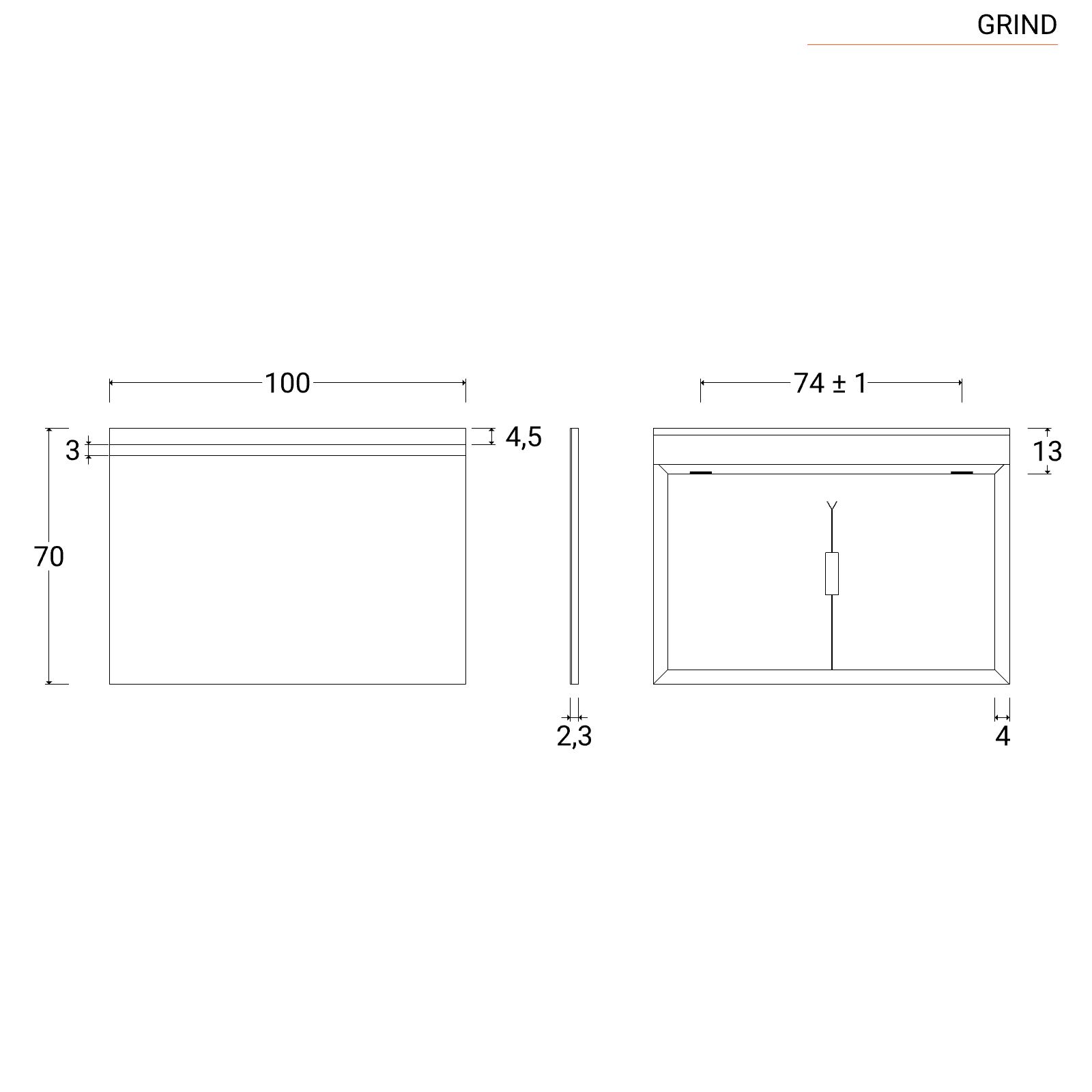 Specchio led 100x70 cm luce naturale con fascia superiore - Vecna