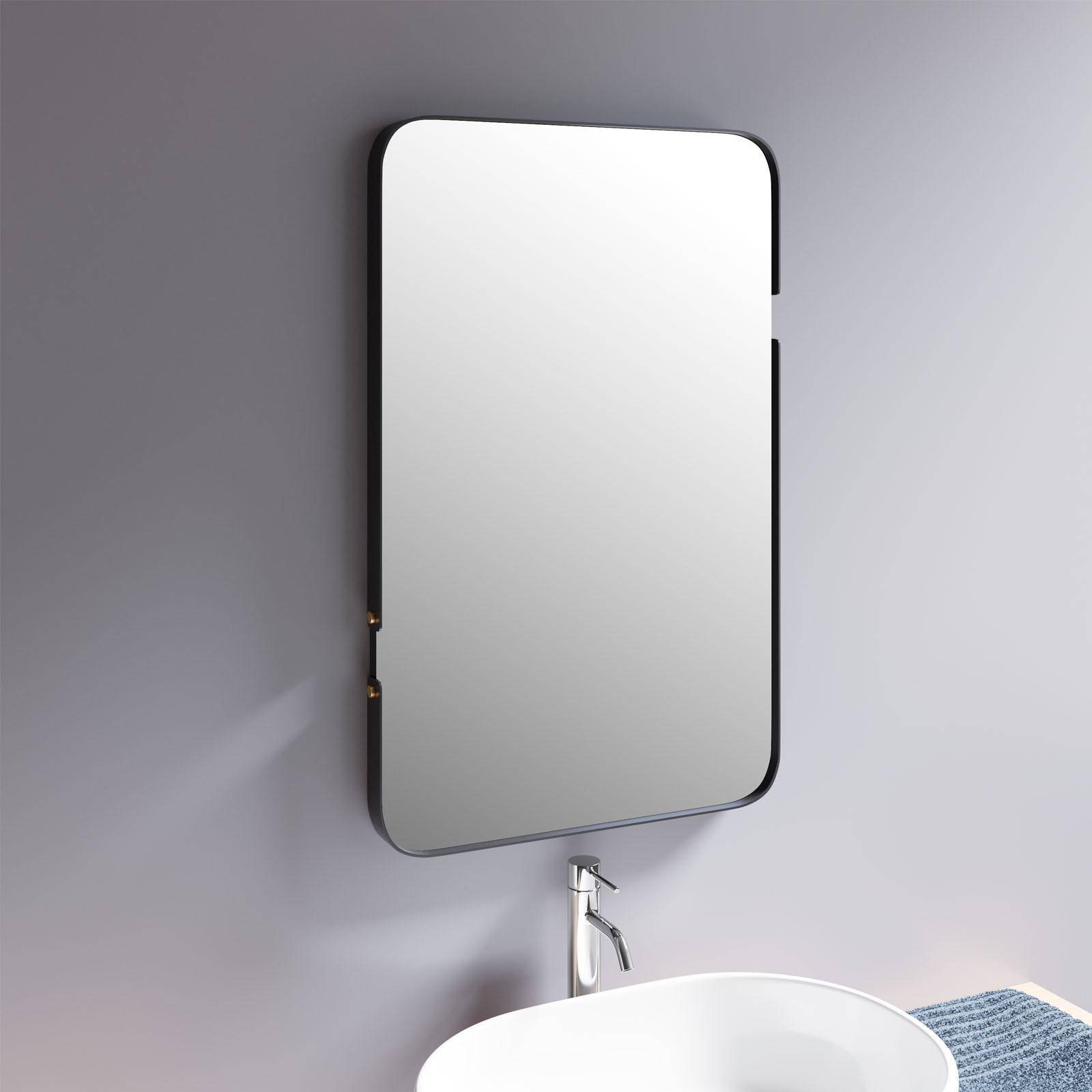 Specchio Da Parete WONSTART 61x91,5 Cm – Nero Con Cornice In Alluminio, Moderno Per Bagno O Soggiorno