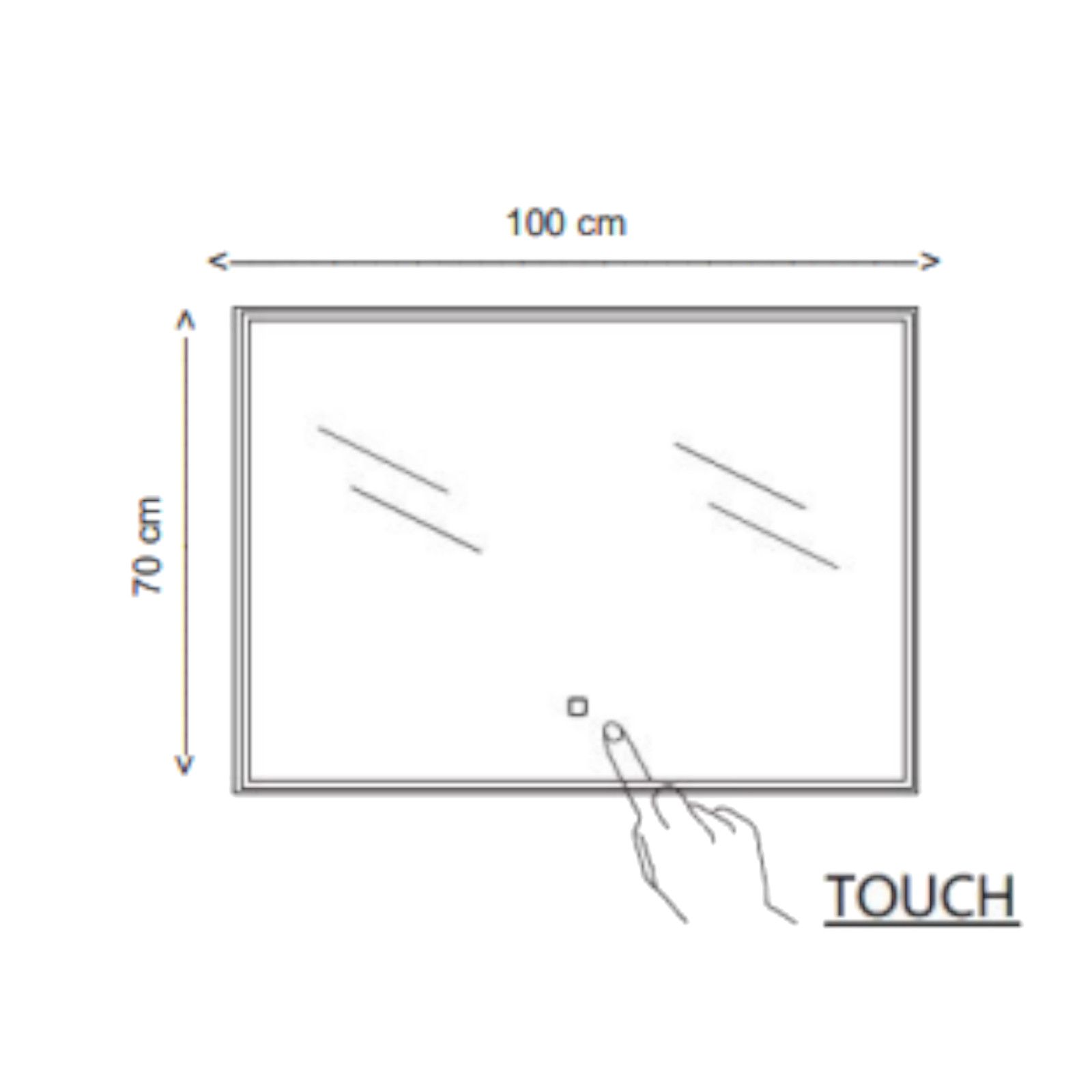 Specchio bagno 70x100 cm con accensione touch e lampada led