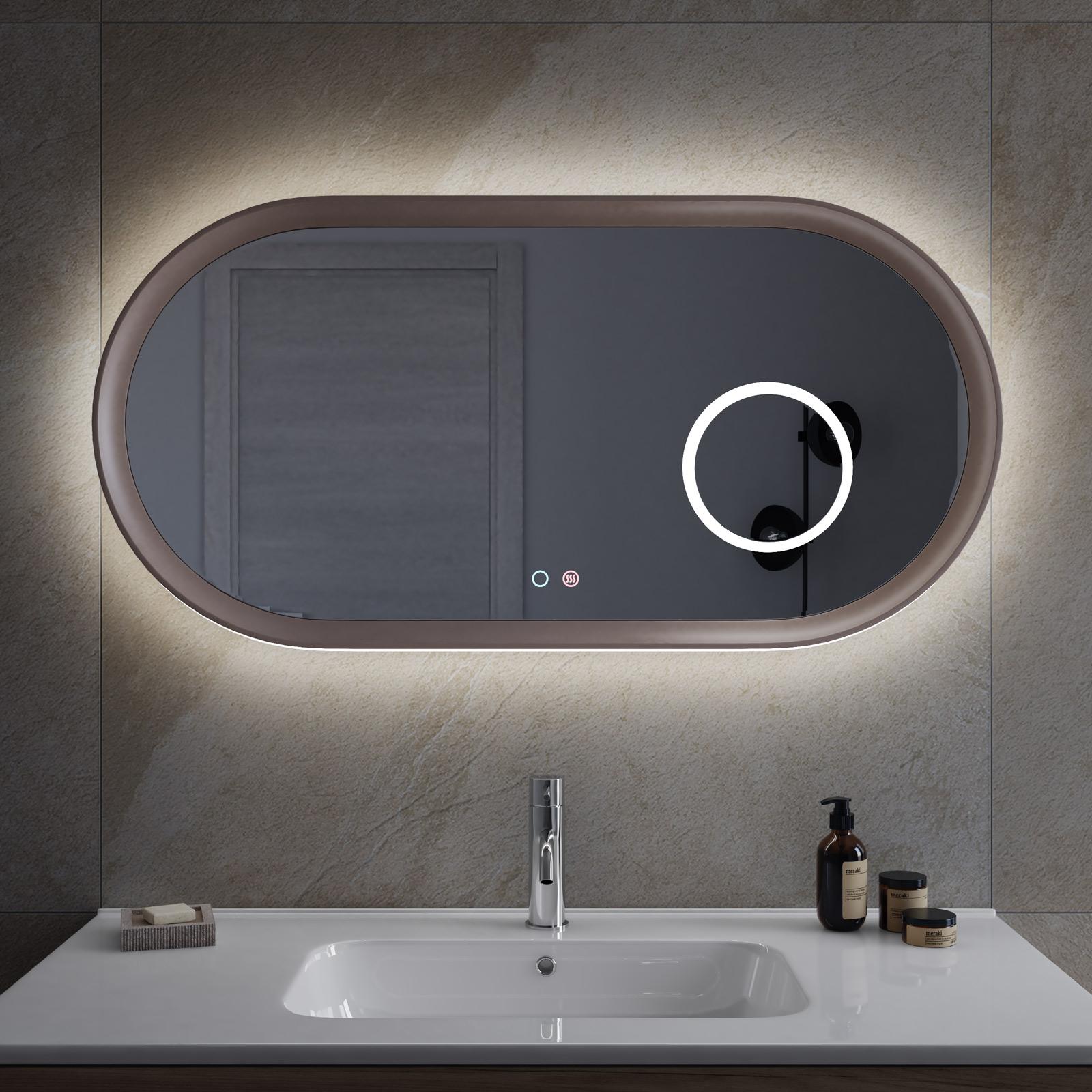 Specchio Da Bagno LED 55x30 Pollici - Luce Regolabile Calda/fredda