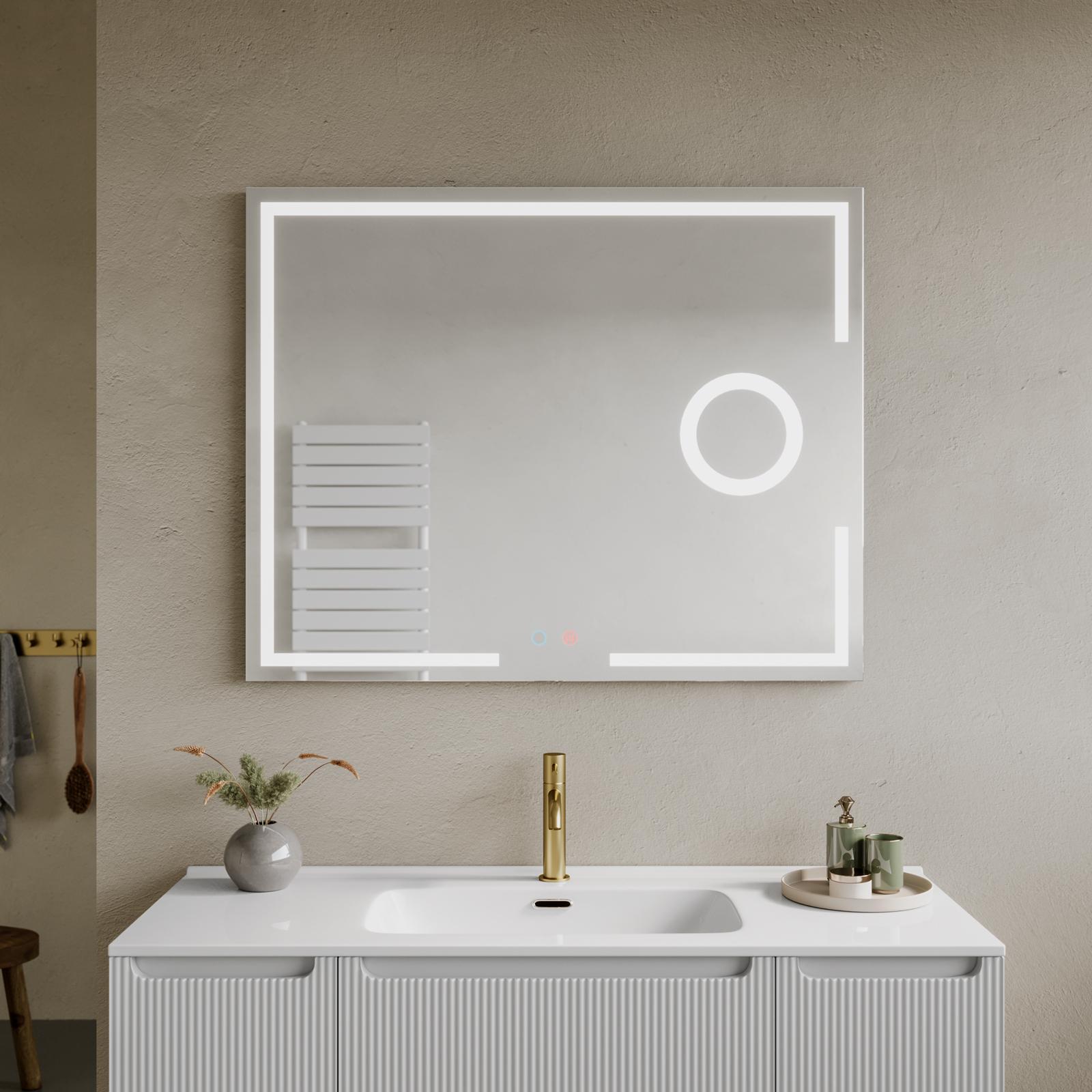 STARLEAD Nero Specchio Bagno con Luce 80x80 cm, Quadrato Specchio Bagno LED con Bluetooth, 3 Colori Luce, Dimmerabile, Antifog, IP44, Vetro Temperato HD, Memoria, Cornice non Metallica