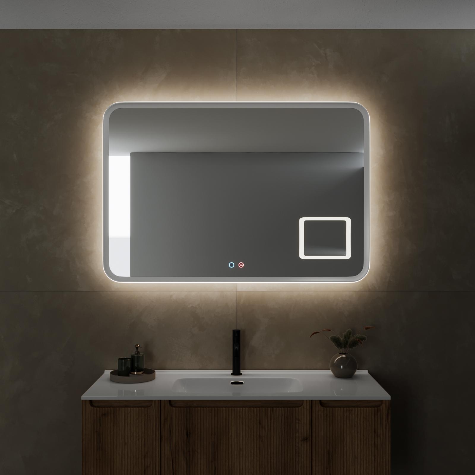 Specchio da bagno a LED illuminato grande Jumbo con luci anteriori + retroilluminate specchio da trucco antiappannamento montato a parete  13