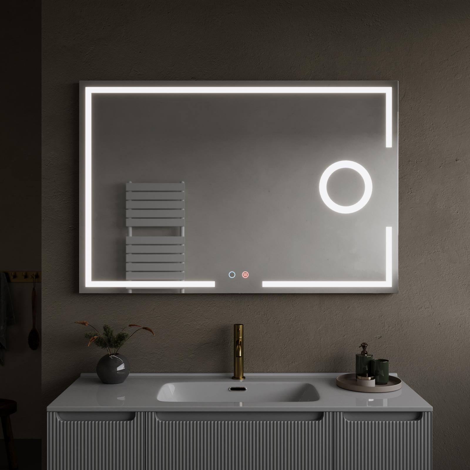 Krugg Specchio Da Bagno A LED Quadrato 61x61 Cm Con Defogger E Dimmer Touch - Illuminato Icon