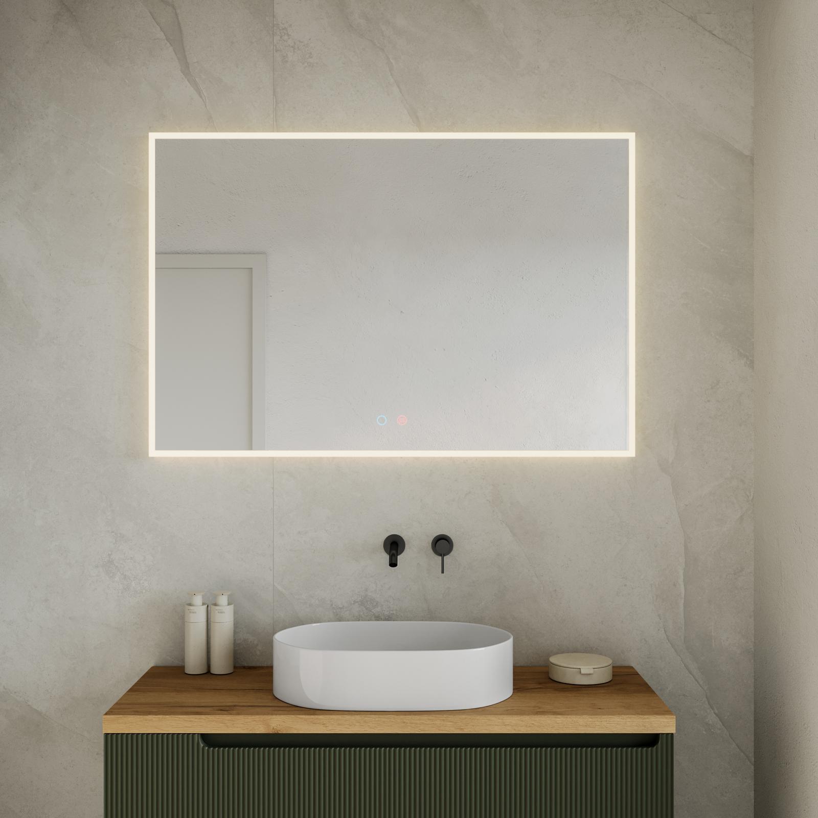 Specchio bagno a led 100x70 cm con cornice Specchio senza antifog Senza