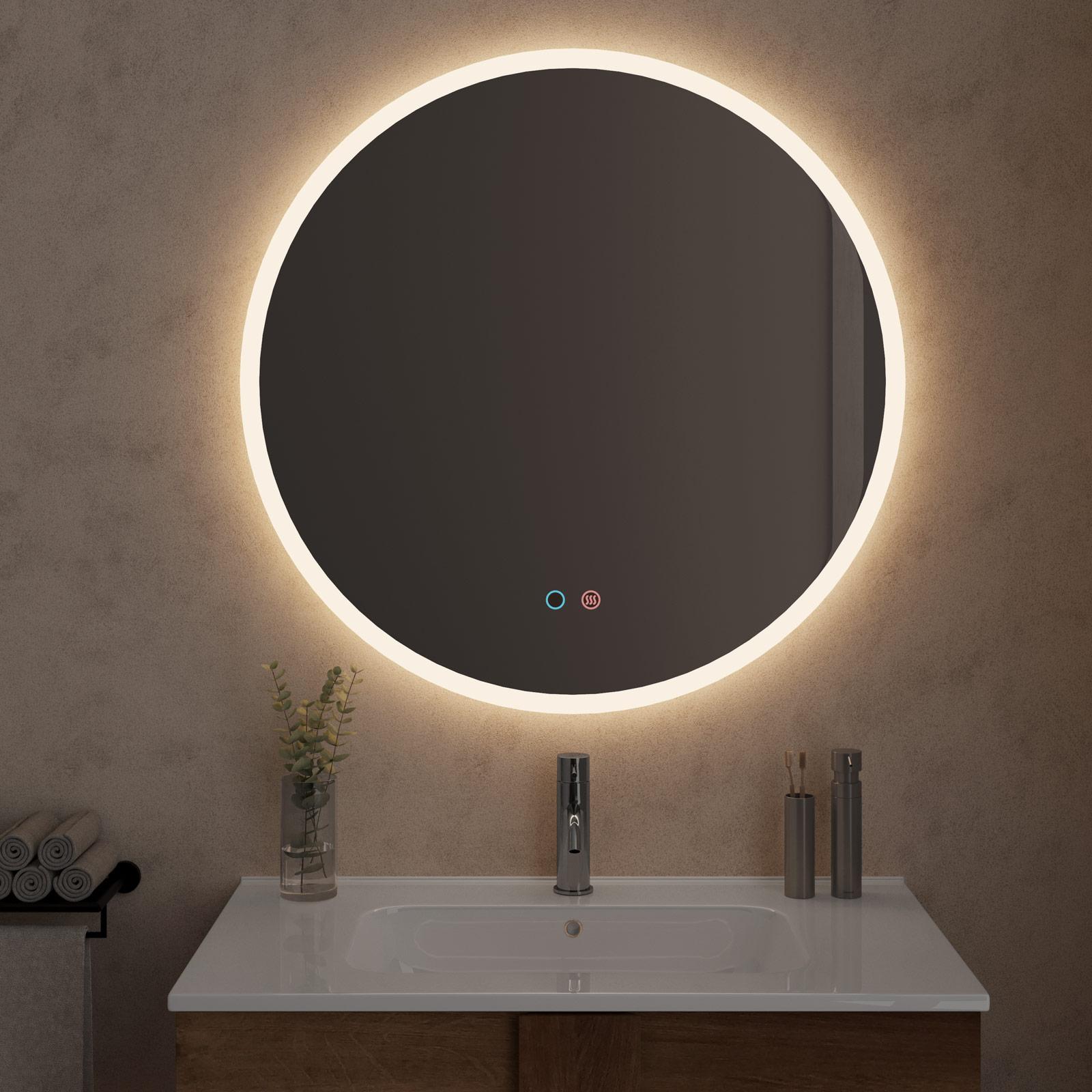 Litglobe Bluetooth Specchio Bagno con Luce 60x60cm,Specchio LED Bagno Rotondo Moderno con Antiappannamento,Interruttore Touch,Funzione Memoria,3 Colori Regolabili