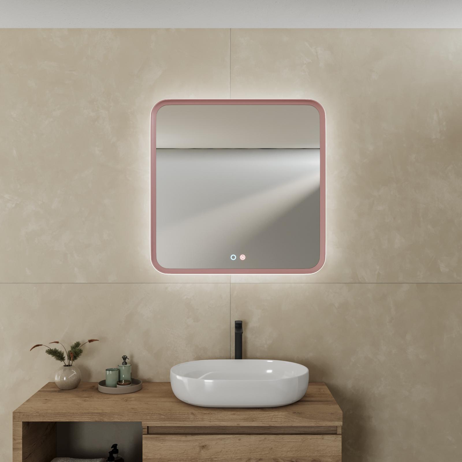 Specchio da bagno quadrato a LED con bordo arrotondato retroilluminato KAPA 120x80 - CRISTALED