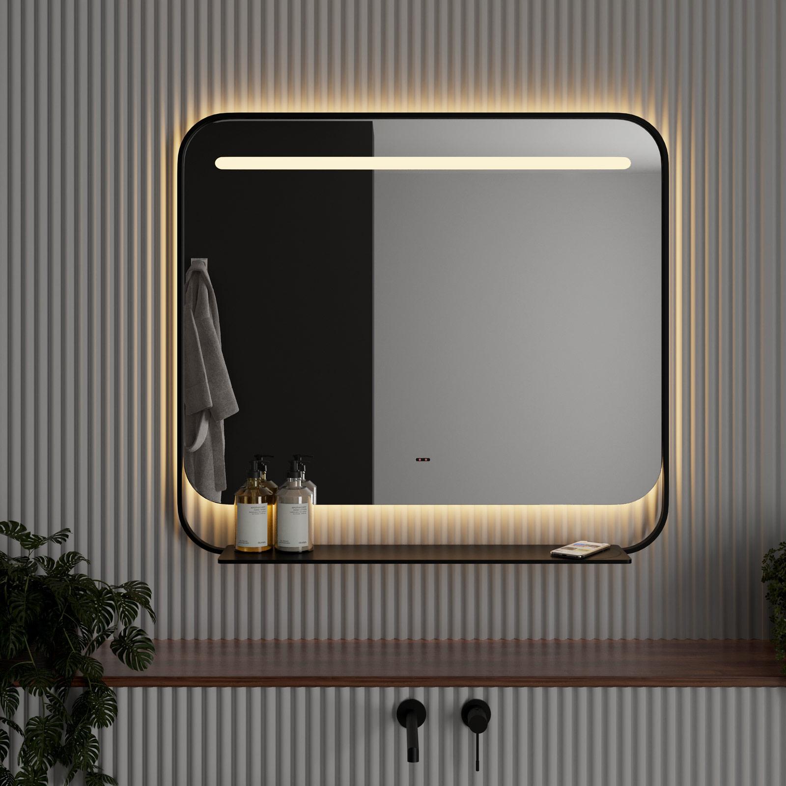 Specchio da bagno 3 led 60x120 cm luce perimetrale retroilluminato con antiappannante e ingranditore blu oceano