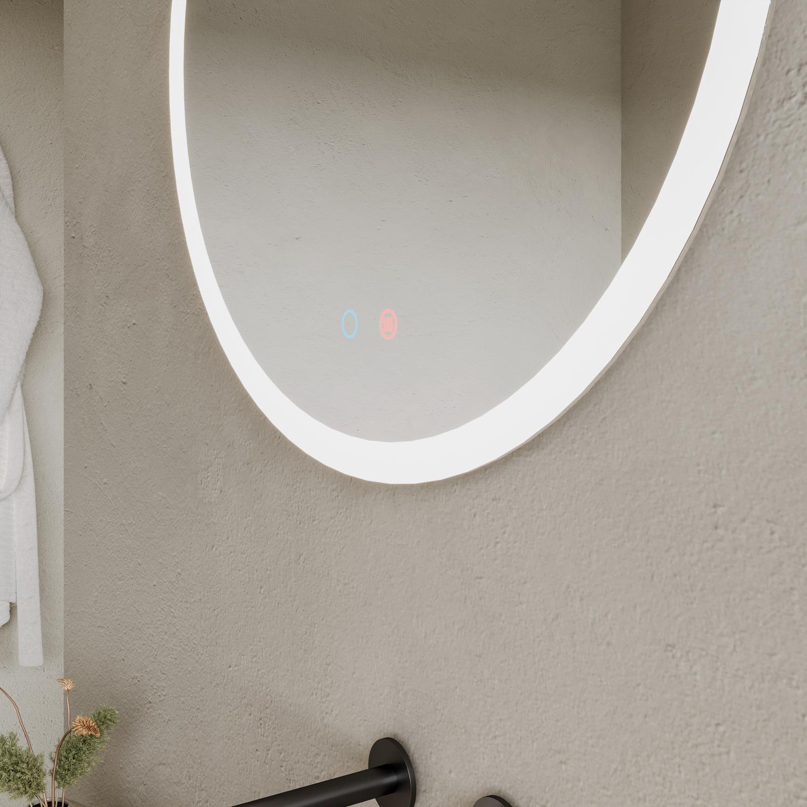 Keonjinn Specchio Da Bagno LED 40x64 Cm Retroilluminato E Frontale - 3 Colori Regolabili Con Dimmer, Anti-appannamento, IP44, Montaggio Verticale/Orizzontale - 3