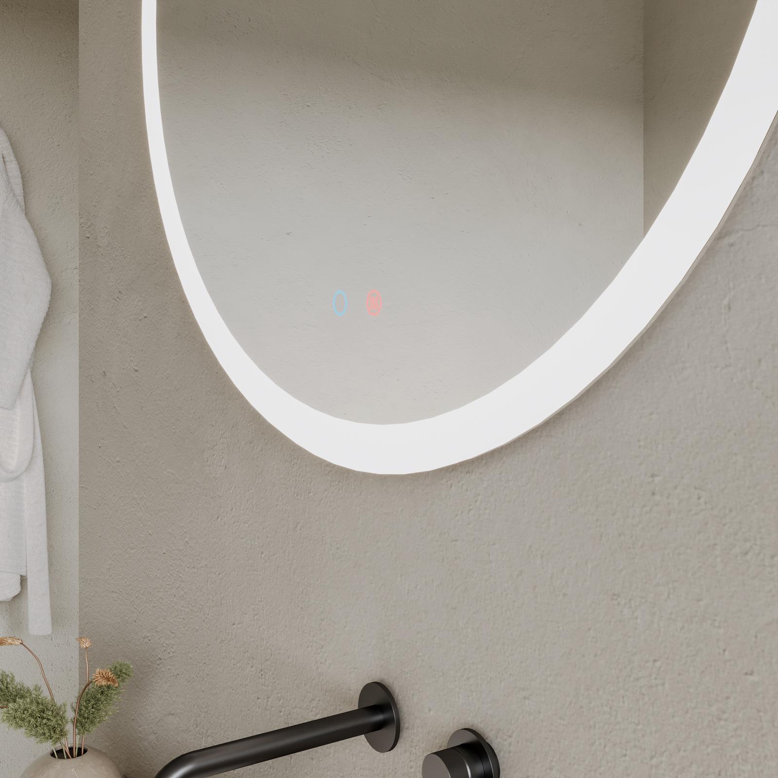 Specchio LED Da Bagno 36x28 Cm – Dimmerabile Con 3 Colori – Anteriore E Retroilluminato – Antiappannamento – Vetro Temperato – Touch Con Memoria