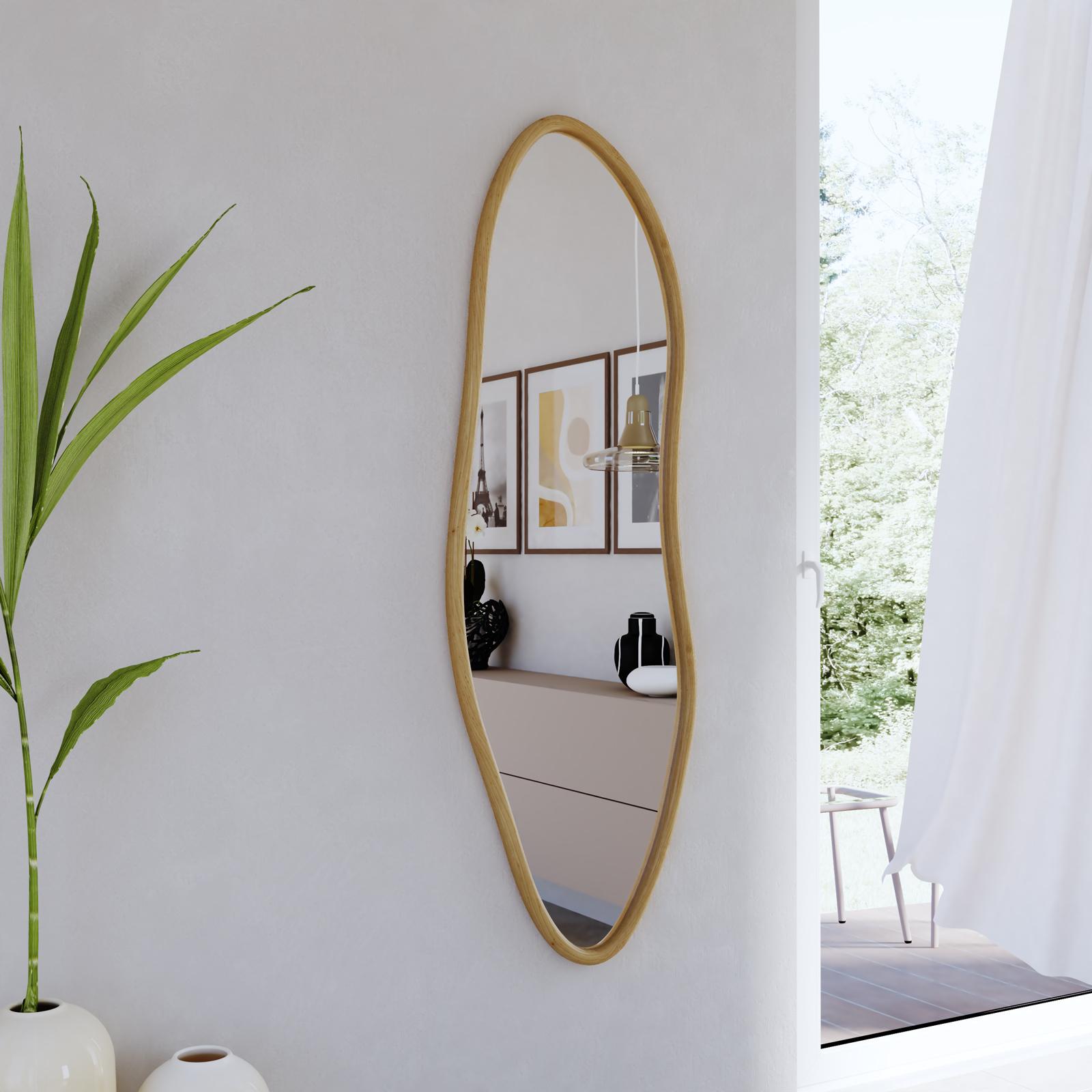 FUWU HOME Specchio da bagno in legno per parete 50,8 x 76,2 cm, angolo arrotondato con cornice in legno, per casa, soggiorno, camera da letto, specchio decorativo a parete (legno di faggio