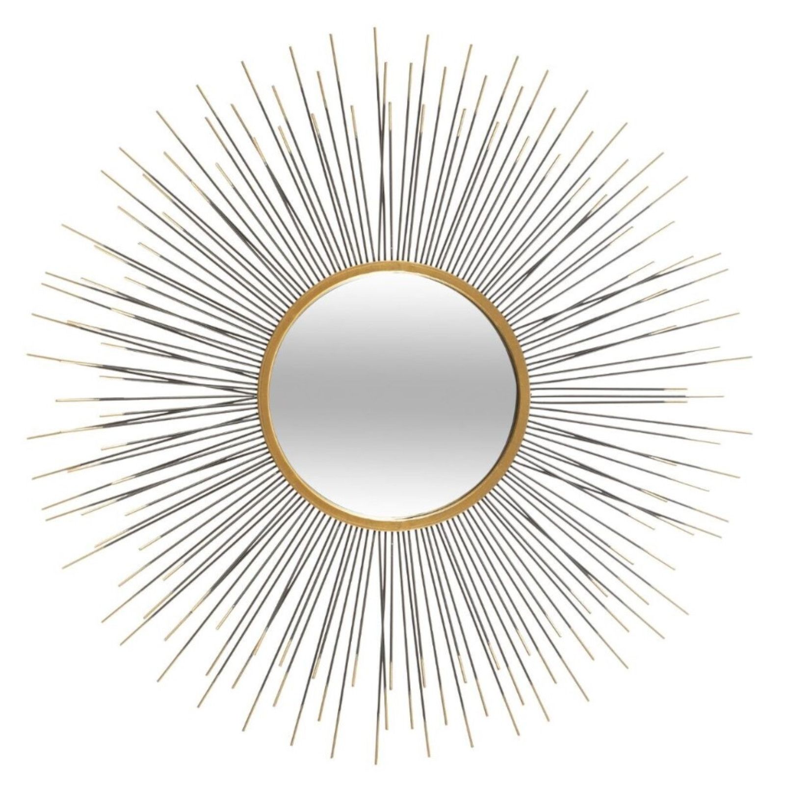 Specchio da parete Ø75 cm con raggi in metallo oro e nero